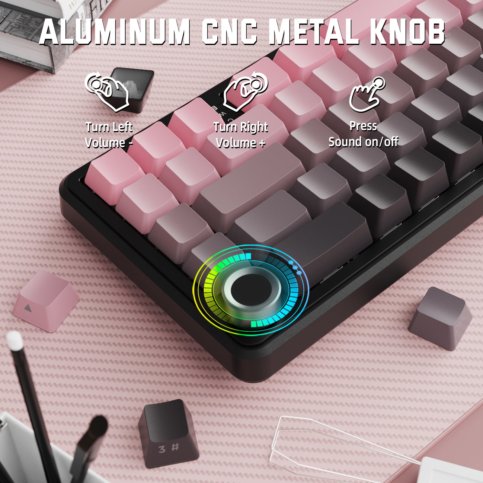Teclado mecánico inalámbrico ATTACK SHARK X66 con teclas PBT impresas en el lateral
