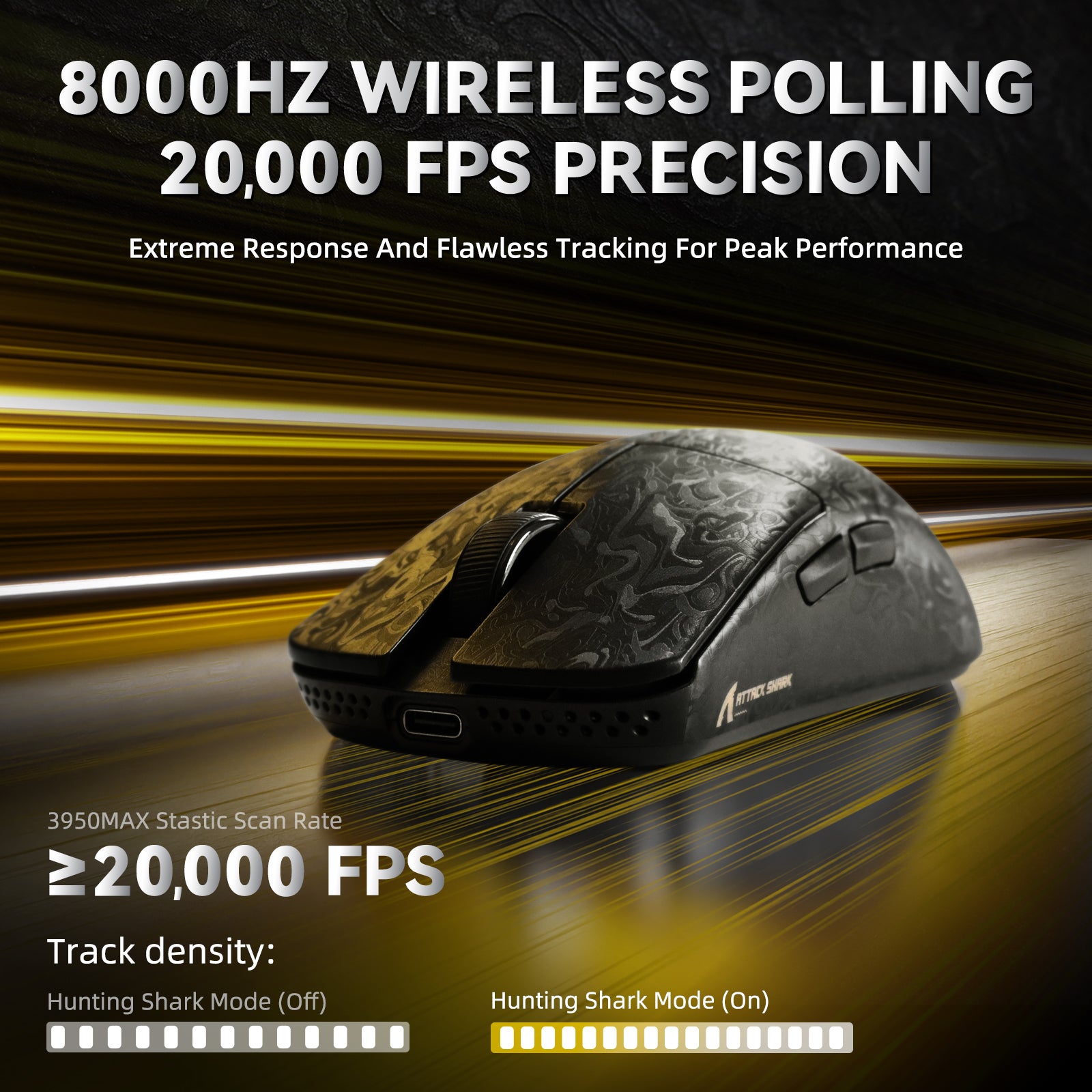 Ratón inalámbrico para juegos ATTACK SHARK R11 ULTRA de fibra de carbono 8K PAW3950MAX