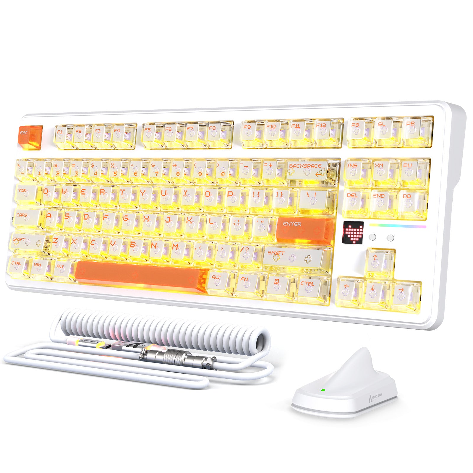 Teclado de juego inalámbrico ATTACK SHARK X87 ULTRA con receptor 8KHz y cable en espiral RGB