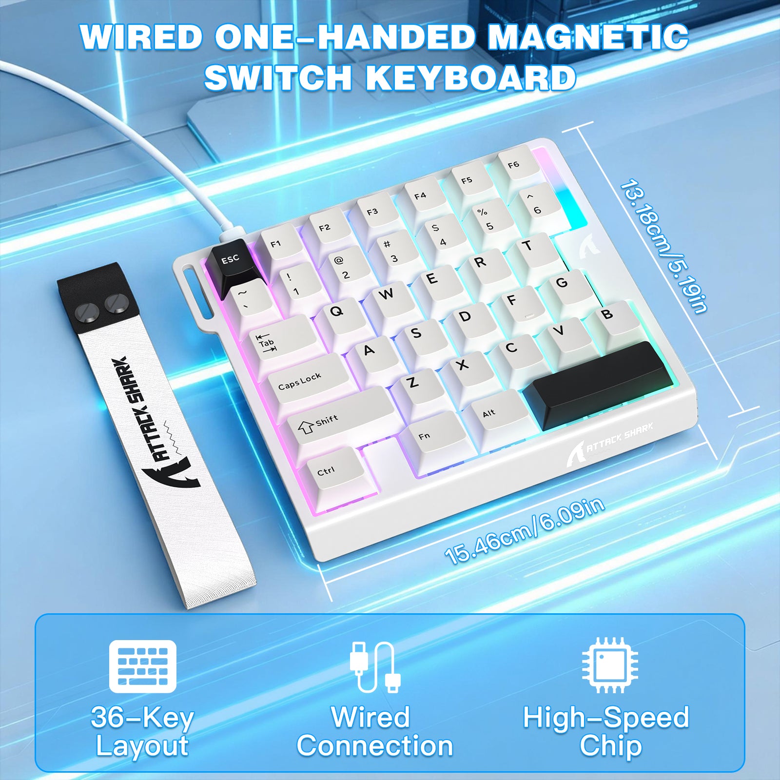 Teclado con interruptor magnético de una mano ATTACK SHARK M36 HE