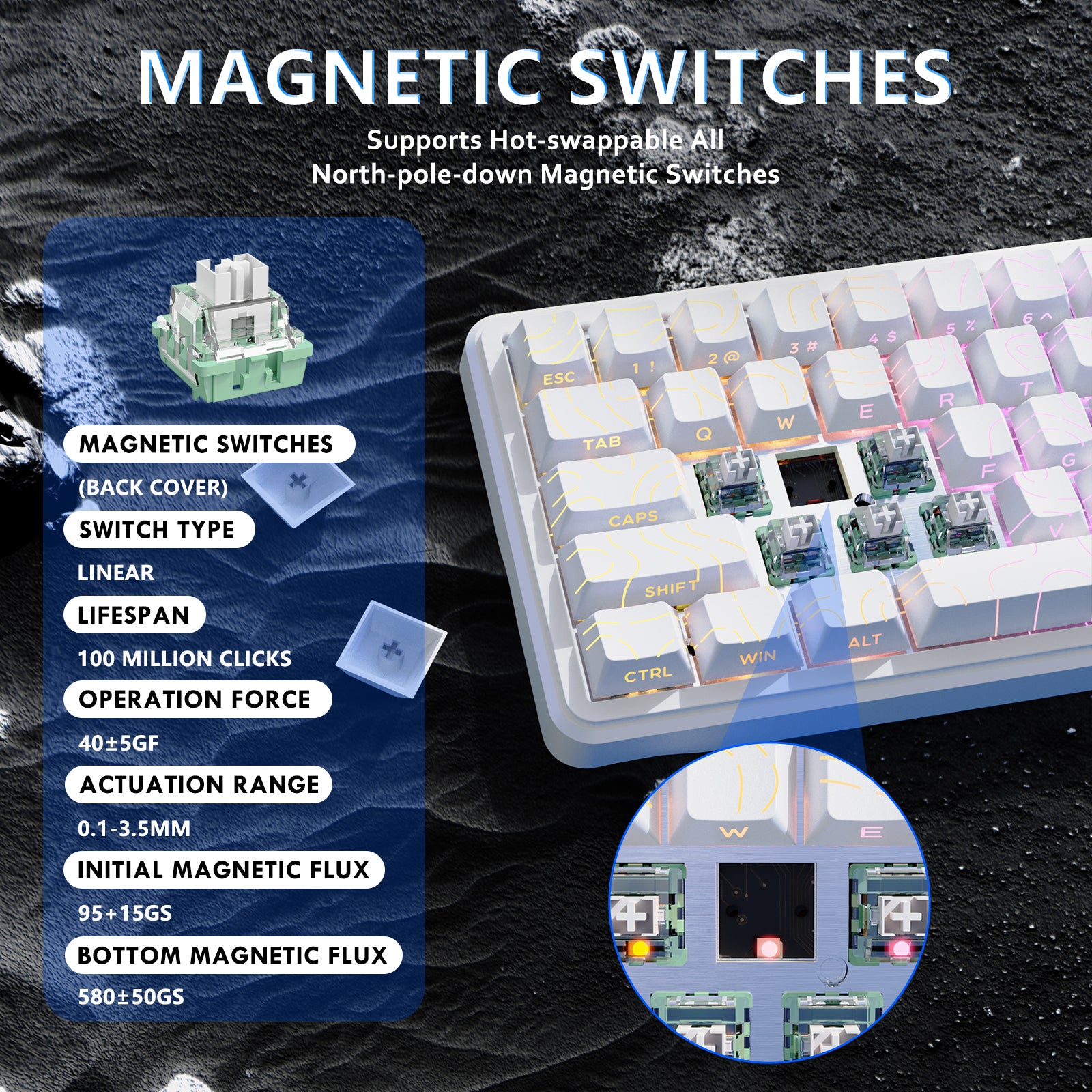 Teclado ATTACK SHARK X65 HE Rapid Trigger con interruptor magnético