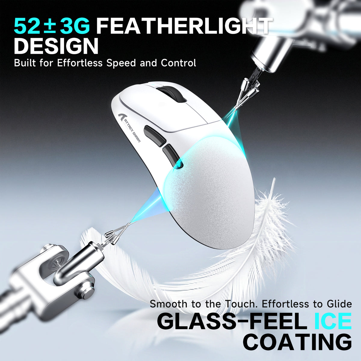 ATTACK SHARK V2 AIR PAW3955MAX Ratón inalámbrico ergonómico para gaming