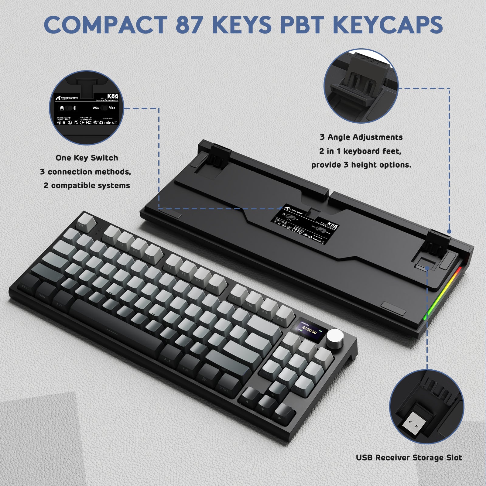 Teclado mecánico inalámbrico ATTACK SHARK K86PRO