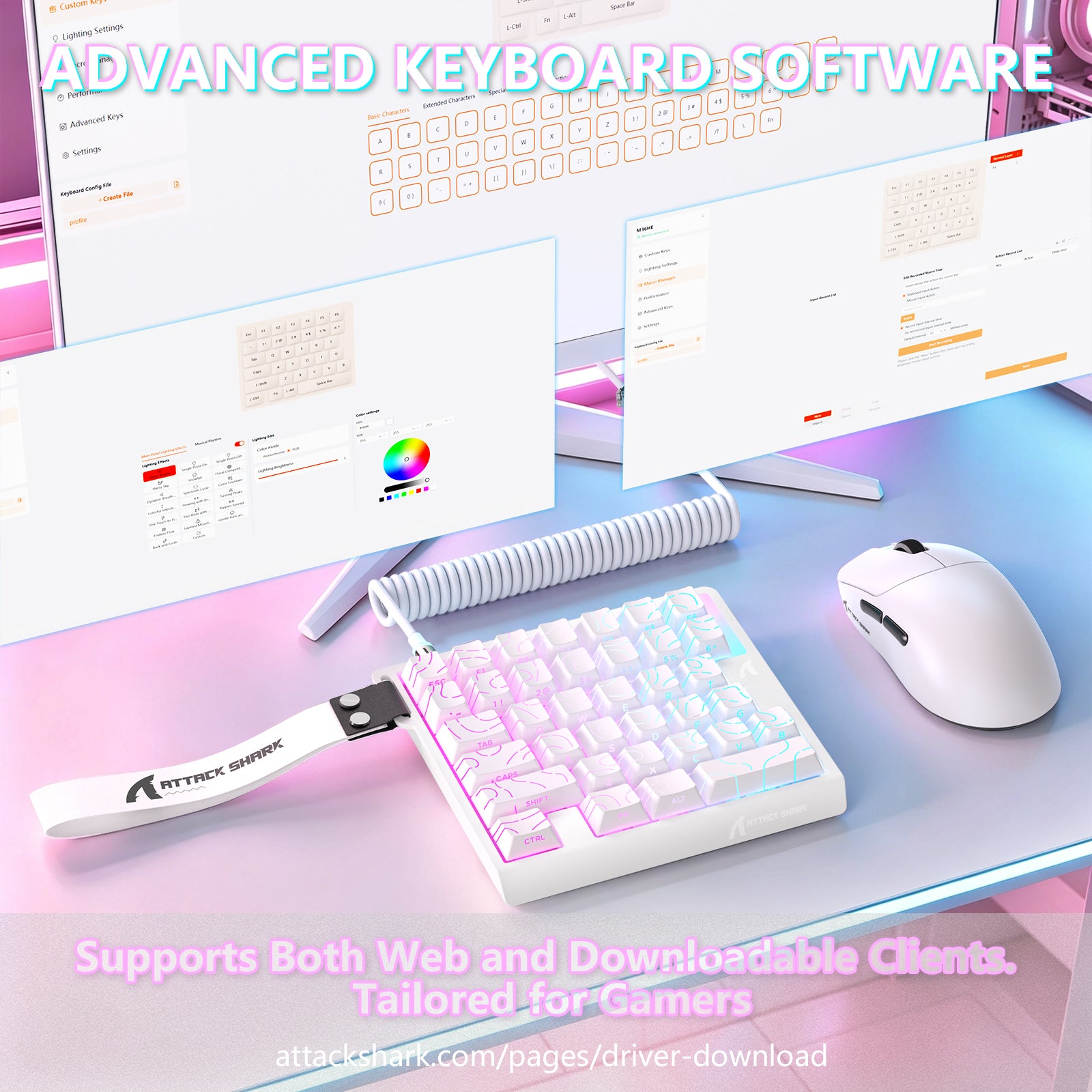 Teclado con interruptor magnético de una mano ATTACK SHARK M36 HE y cable aviador LED ULTRA C01