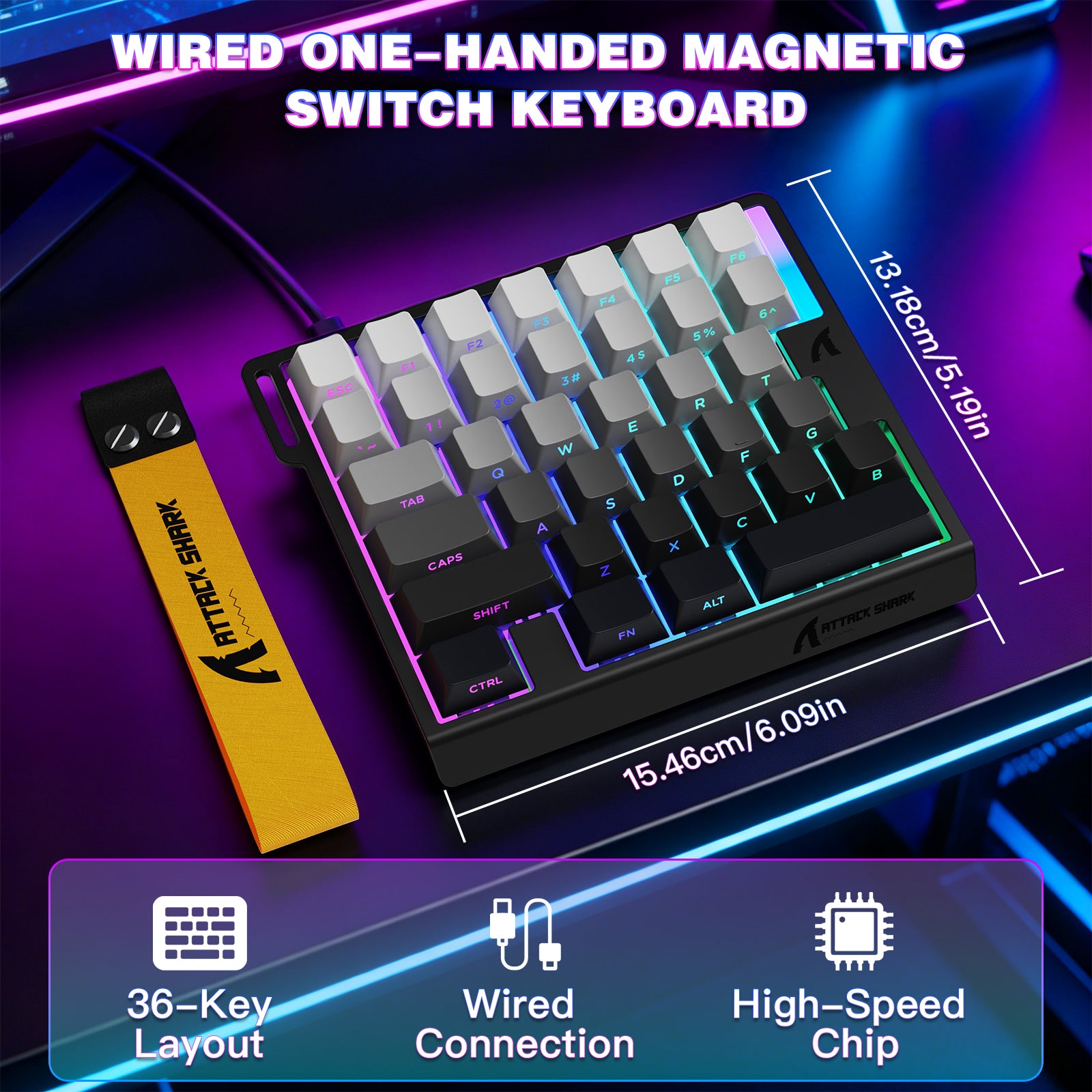 Teclado con interruptor magnético de una mano ATTACK SHARK M36 HE