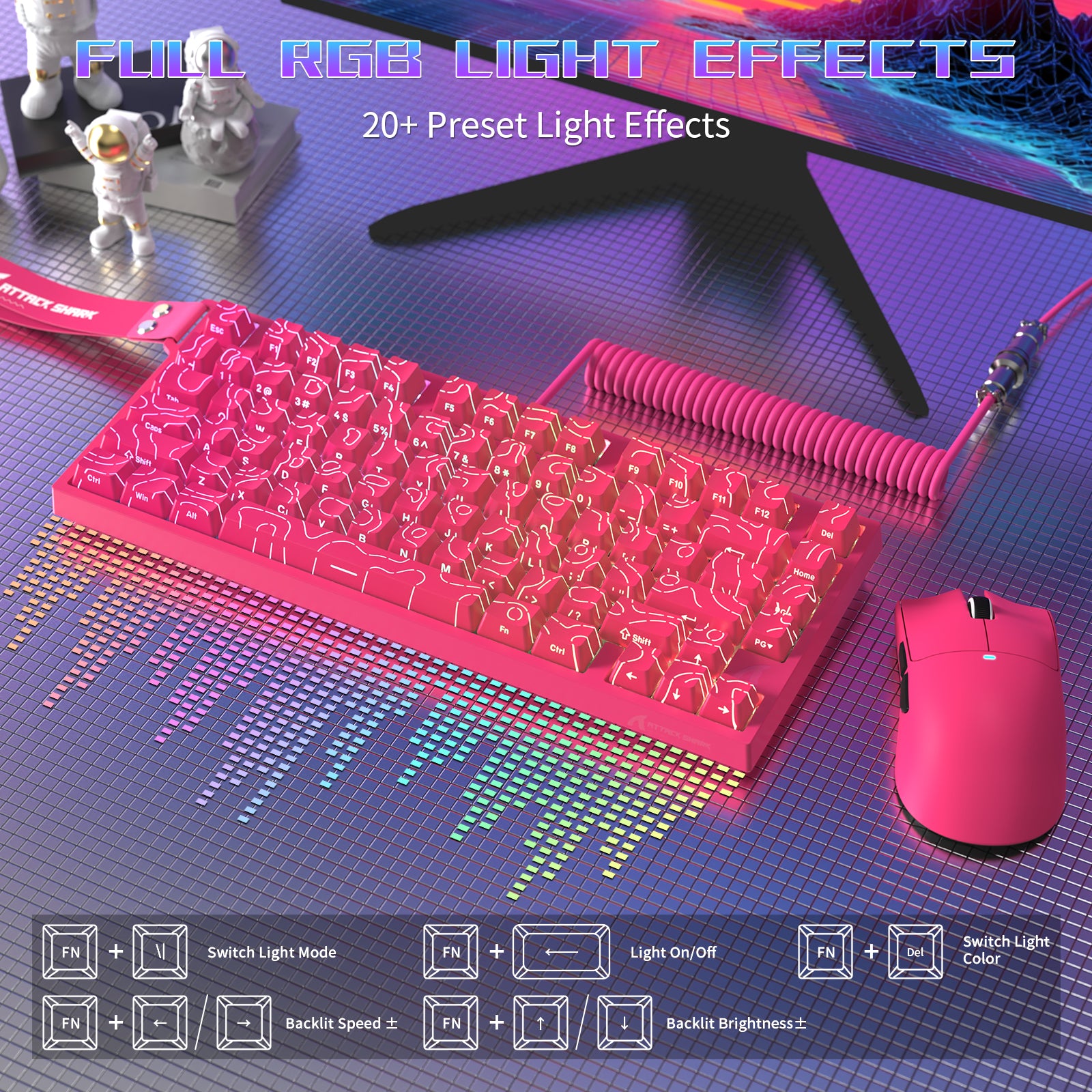 Teclado para juegos con cable ATTACK SHARK R82 HE (75%) y cable LED C01ULTRA