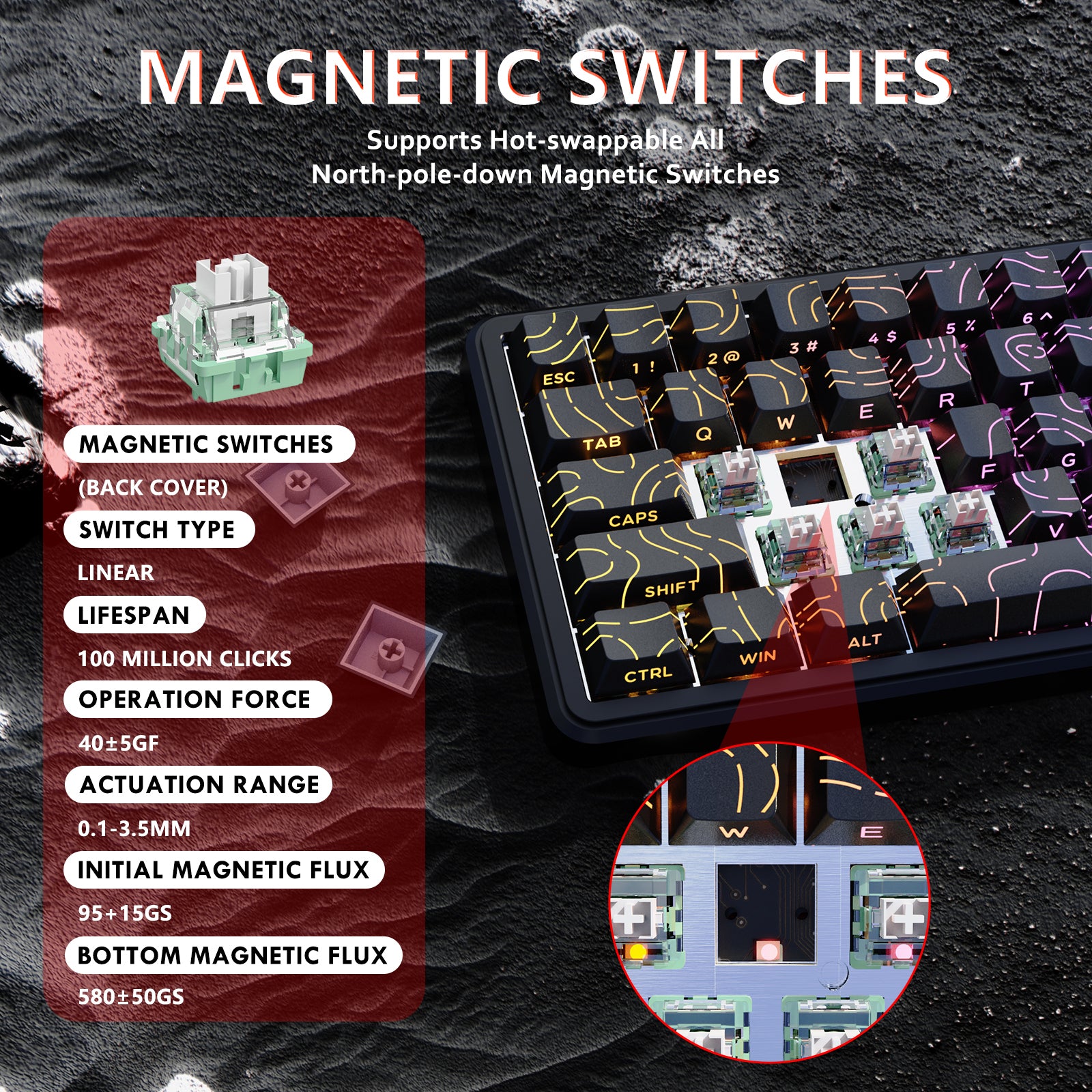 Teclado ATTACK SHARK X65 HE Rapid Trigger con interruptor magnético