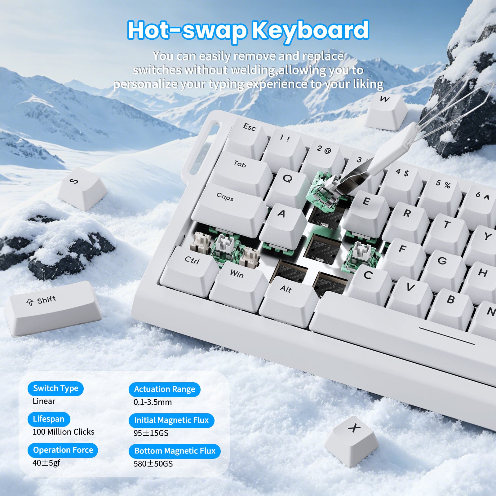 ATTACK SHARK X68 HE Teclado de Disparo Rápido con Interruptor Magnético con Cable Enrollado C01PRO