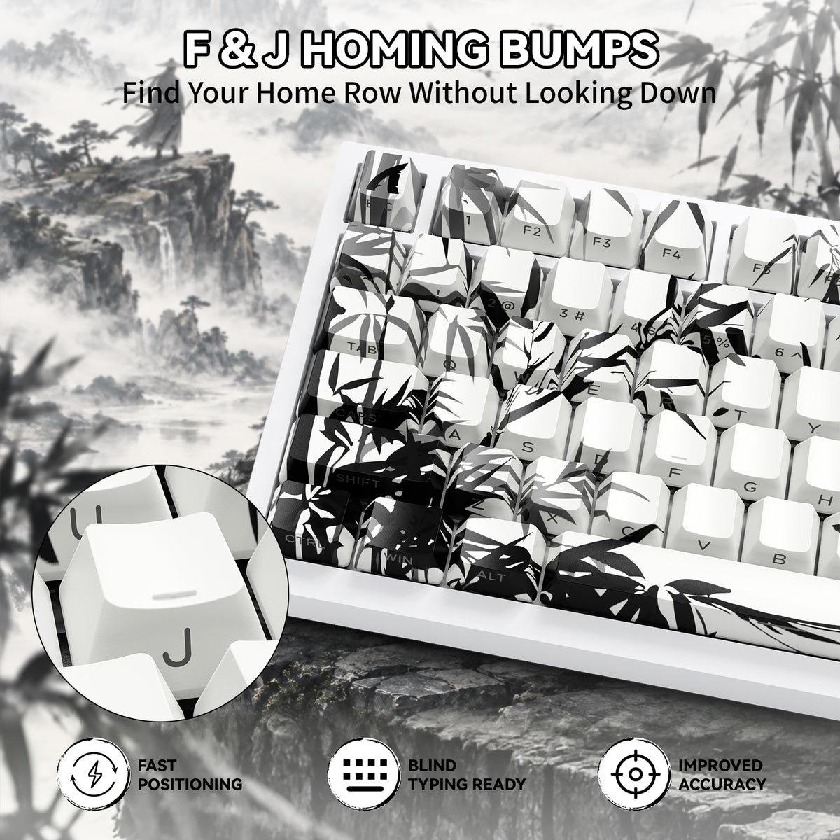 ATTACK SHARK SK02, 129 teclas, teclas PBT con impresión lateral, ANSI/ISO, caballero andante