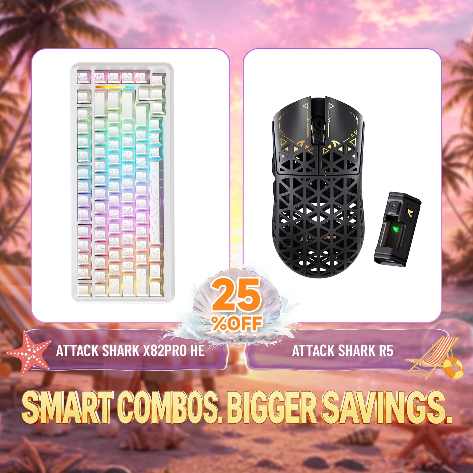 Paquete ATTACK SHARK X82PRO HE teclado Rapid Trigger + ratón para juegos inalámbrico de fibra de carbono R5