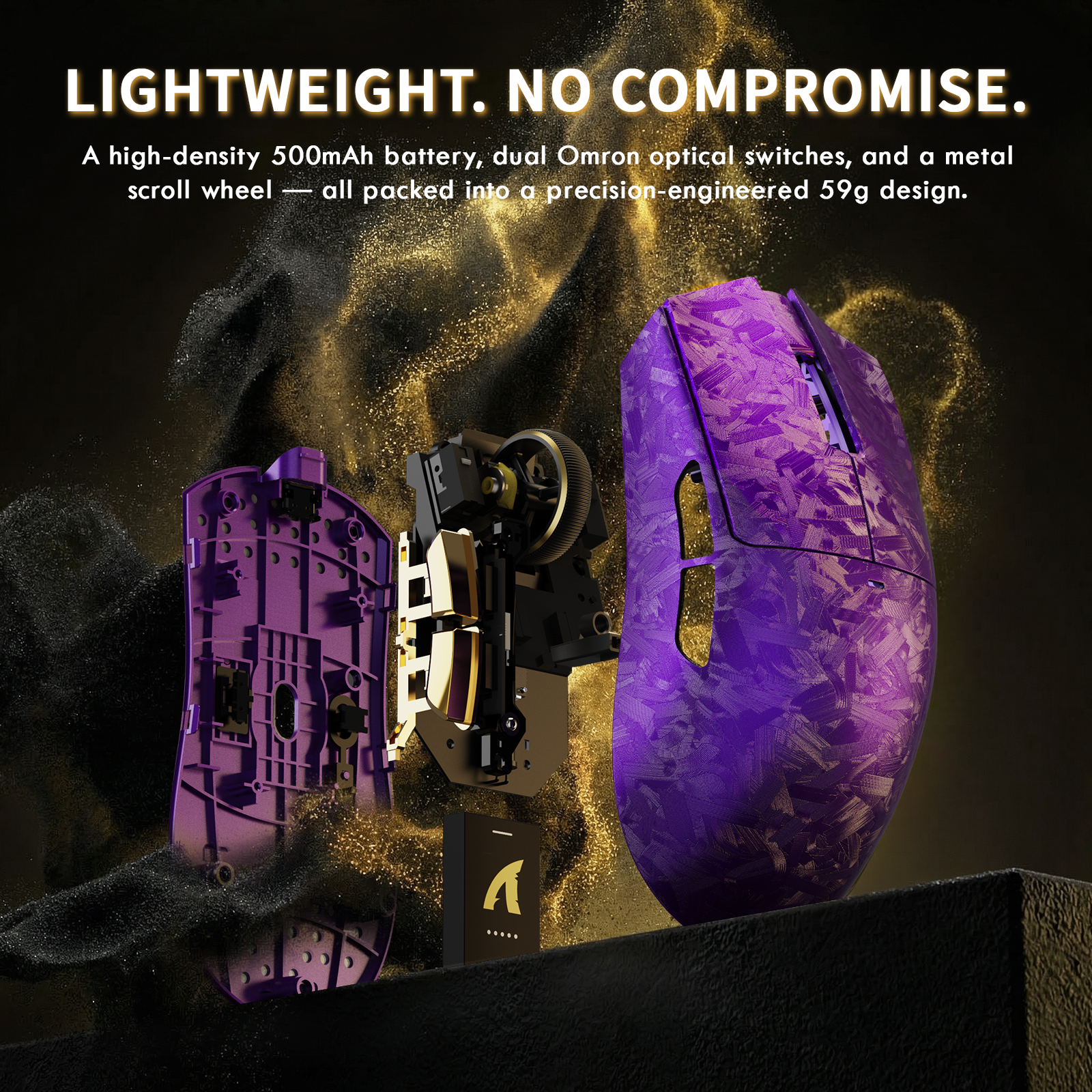 Ratón inalámbrico para juegos ATTACK SHARK X11 ULTRA de fibra de carbono con cable LED C06 Ultra