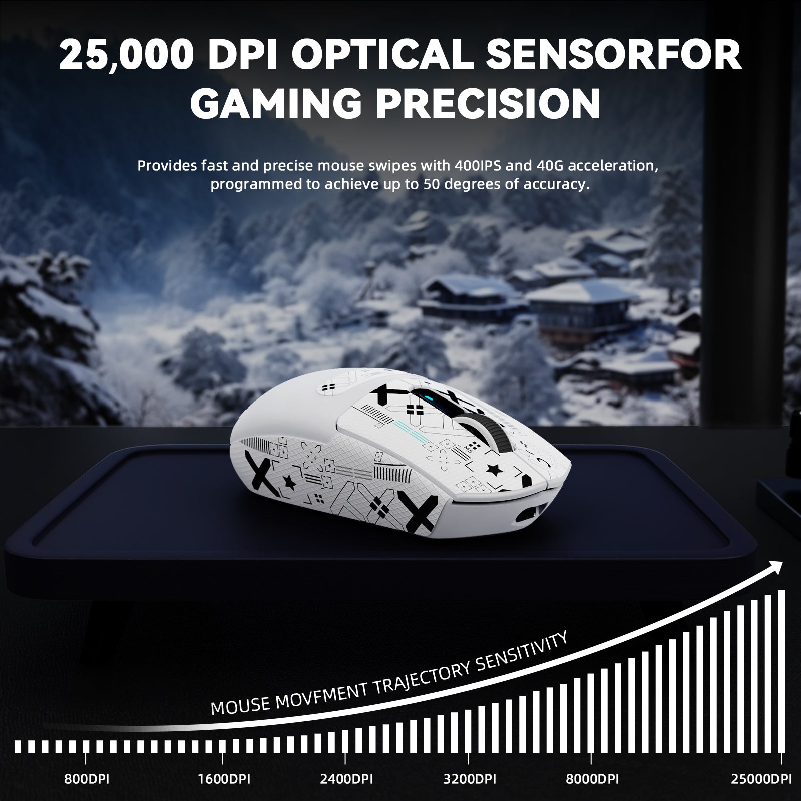 Ratón inalámbrico para juegos ATTACK SHARK G3PRO de tres modos con base de carga, 25 000 DPI, ultraligero