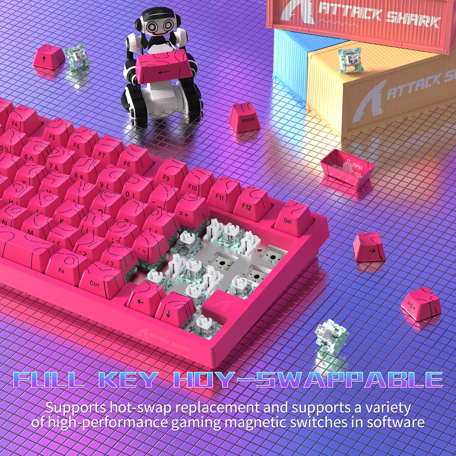 Teclado para juegos con cable ATTACK SHARK R82 HE (75%) y cable LED C01ULTRA