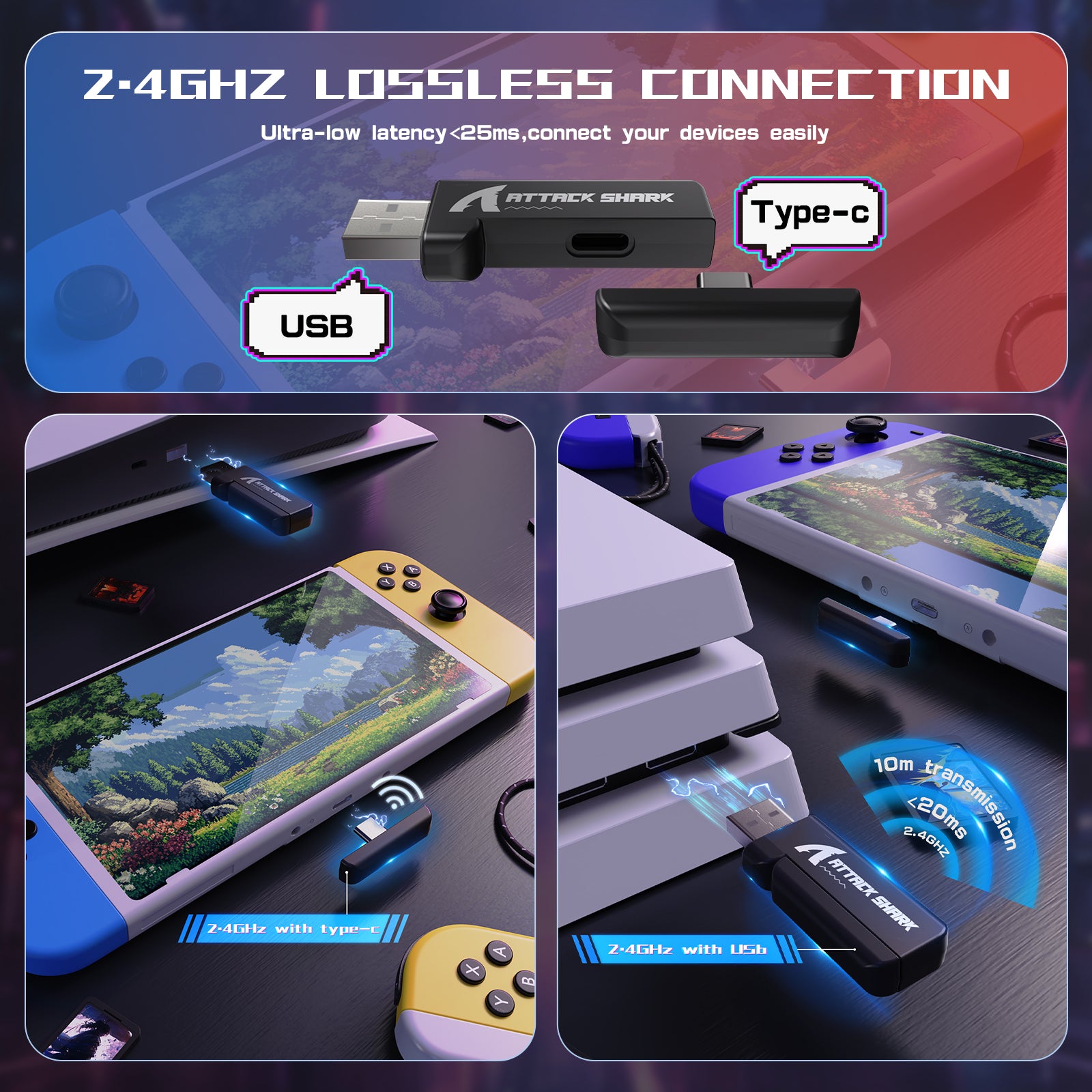 Auriculares para juegos ultraligeros de tres modos ATTACK SHARK L60