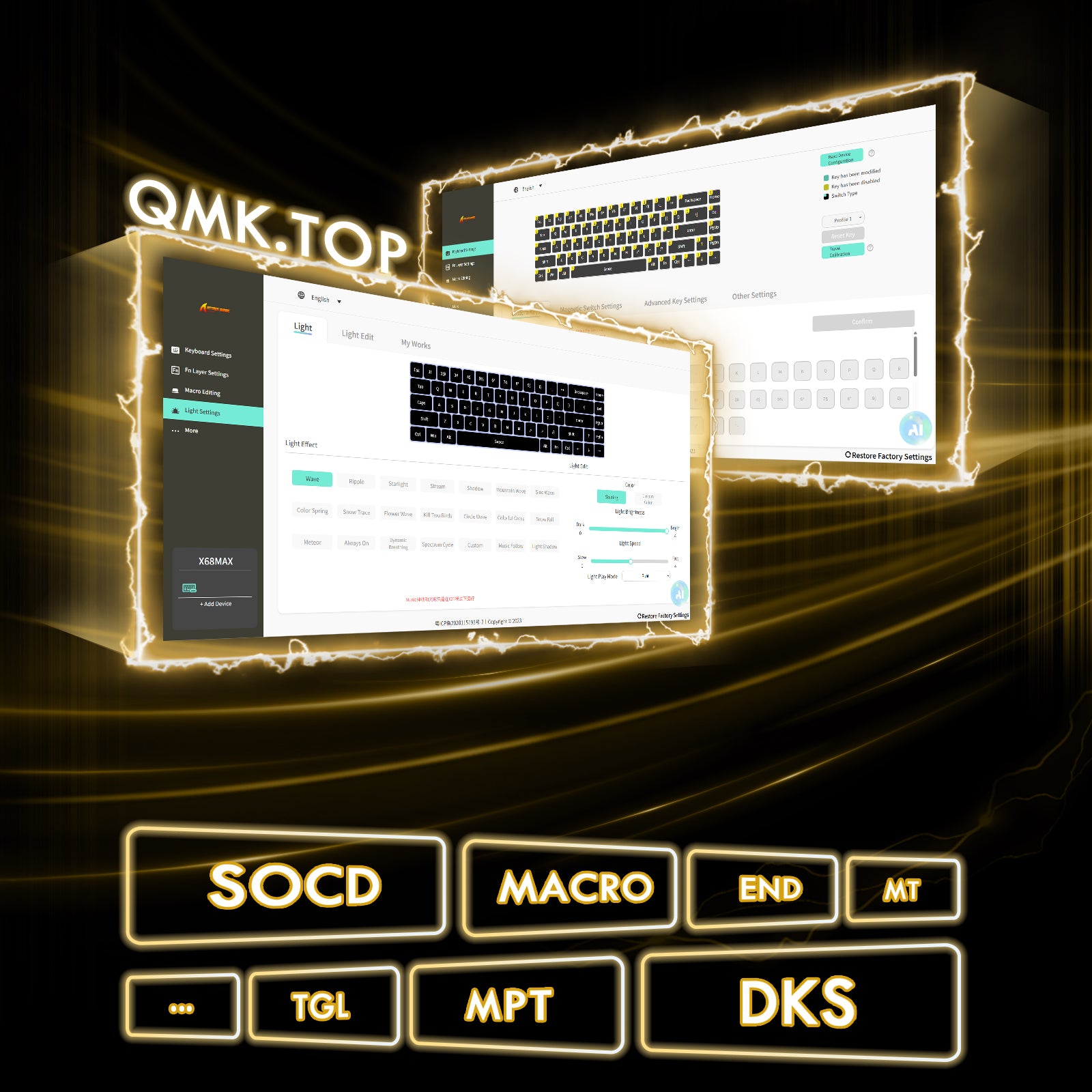 Teclado ATTACK SHARK X68MAX HE de aluminio CNC con interruptor magnético y cable en espiral C01Ultra RGB.