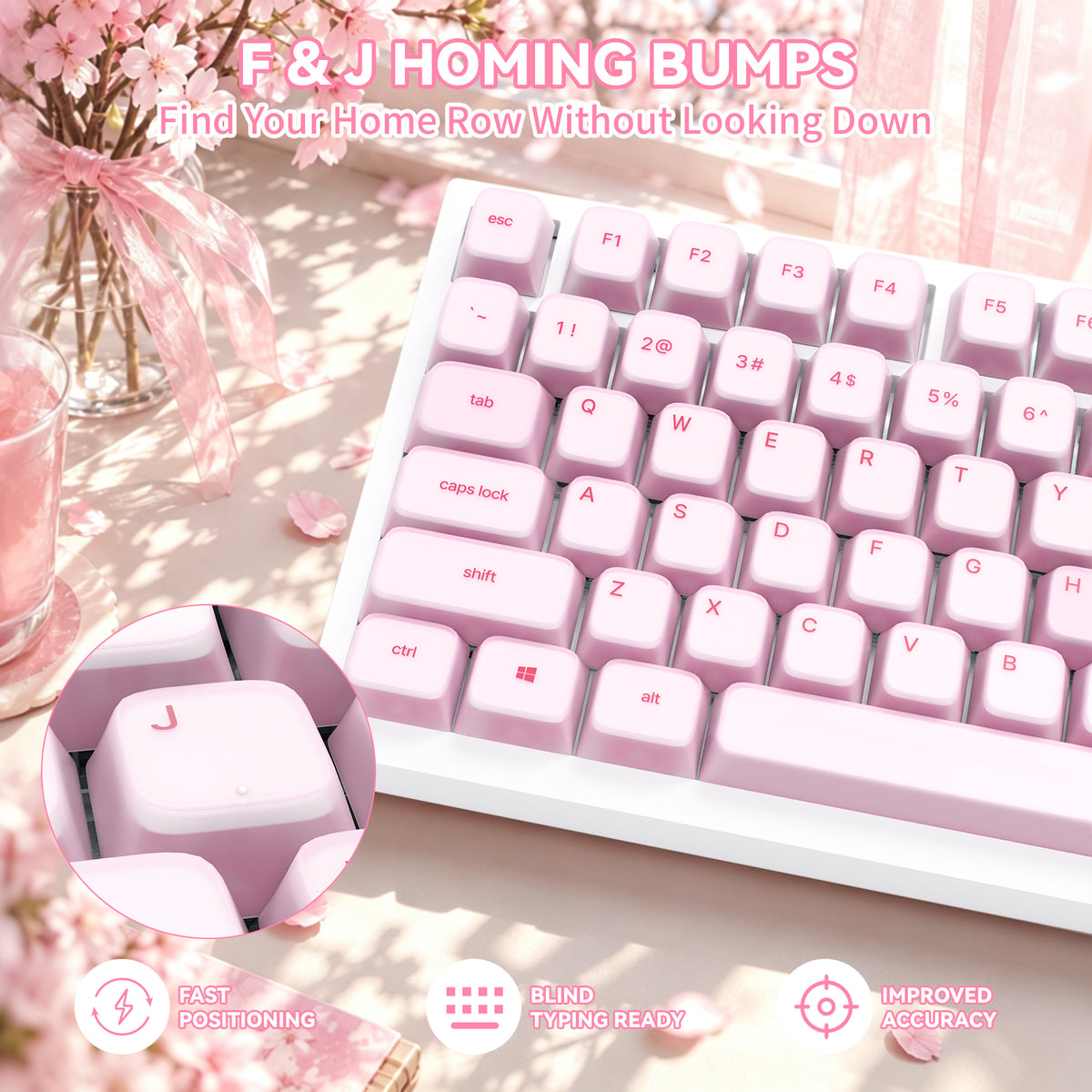 ATTACK SHARK SK01, juego de 113 teclas con teclas de silicona, perfil Cherry, ANSI, rosa