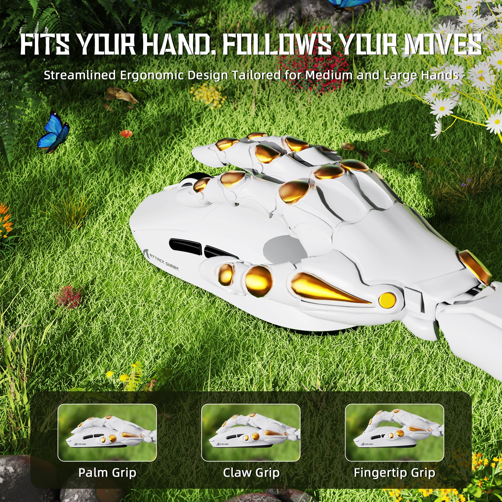 Ratón inalámbrico para juegos ATTACK SHARK X8SE de tres modos, ultraligero, de 25 000 DPI