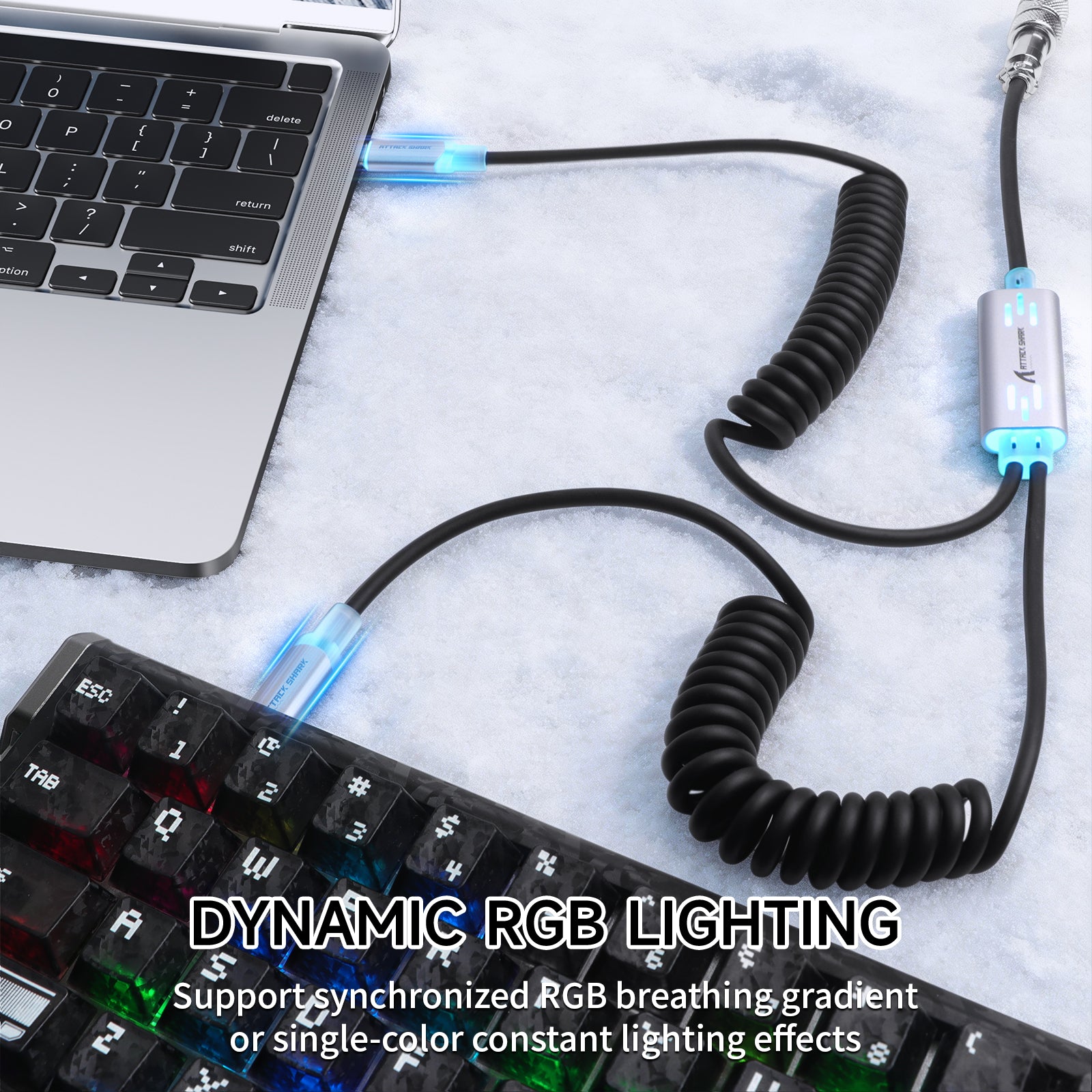 ATTACK SHARK C08 Cable de aviación personalizado 2 en 1 para teclados magnéticos de 8 kHz