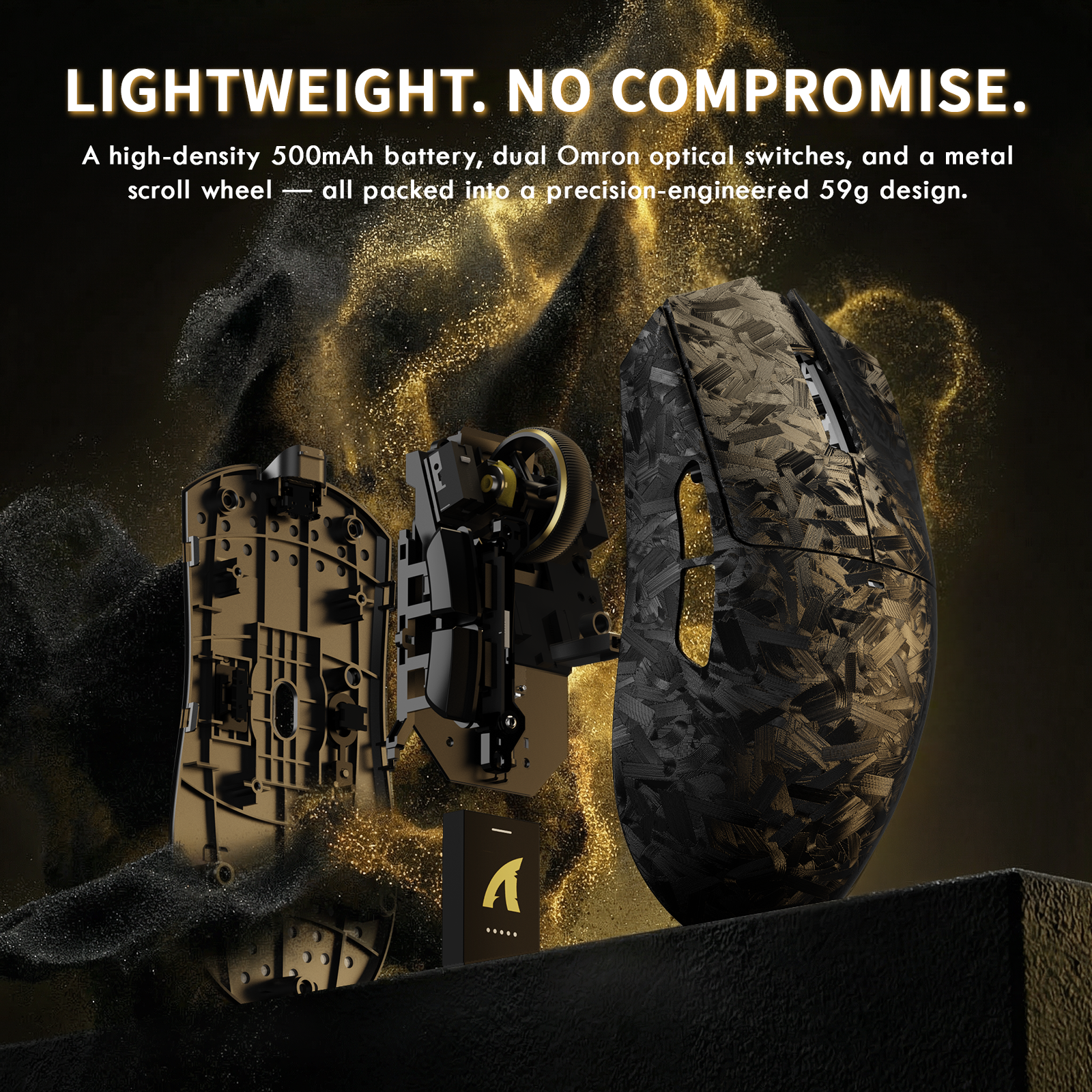 Ratón inalámbrico para juegos ATTACK SHARK X11 ULTRA de fibra de carbono con cable LED C06 Ultra