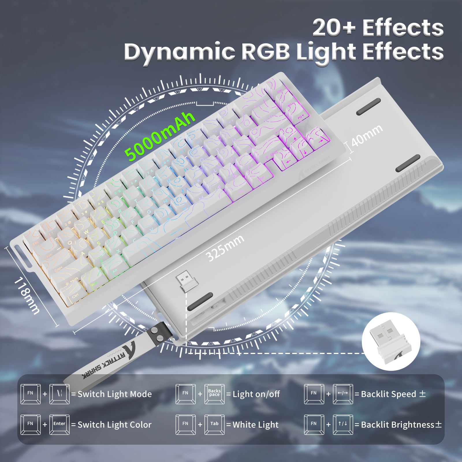 Teclado inalámbrico de activación rápida con cable en espiral ATTACK SHARK X68PRO HE