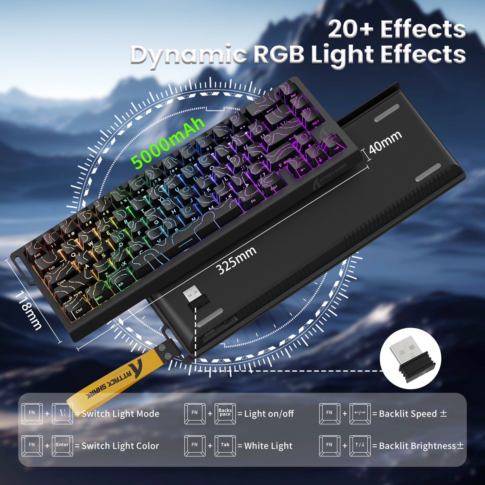 Teclado inalámbrico de activación rápida con cable en espiral ATTACK SHARK X68PRO HE