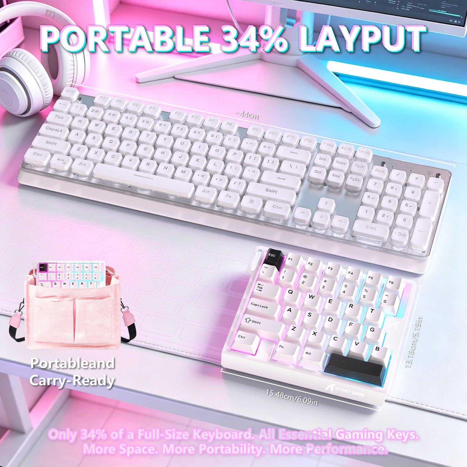 Teclado con interruptor magnético de una mano ATTACK SHARK M36 HE y cable aviador LED ULTRA C01