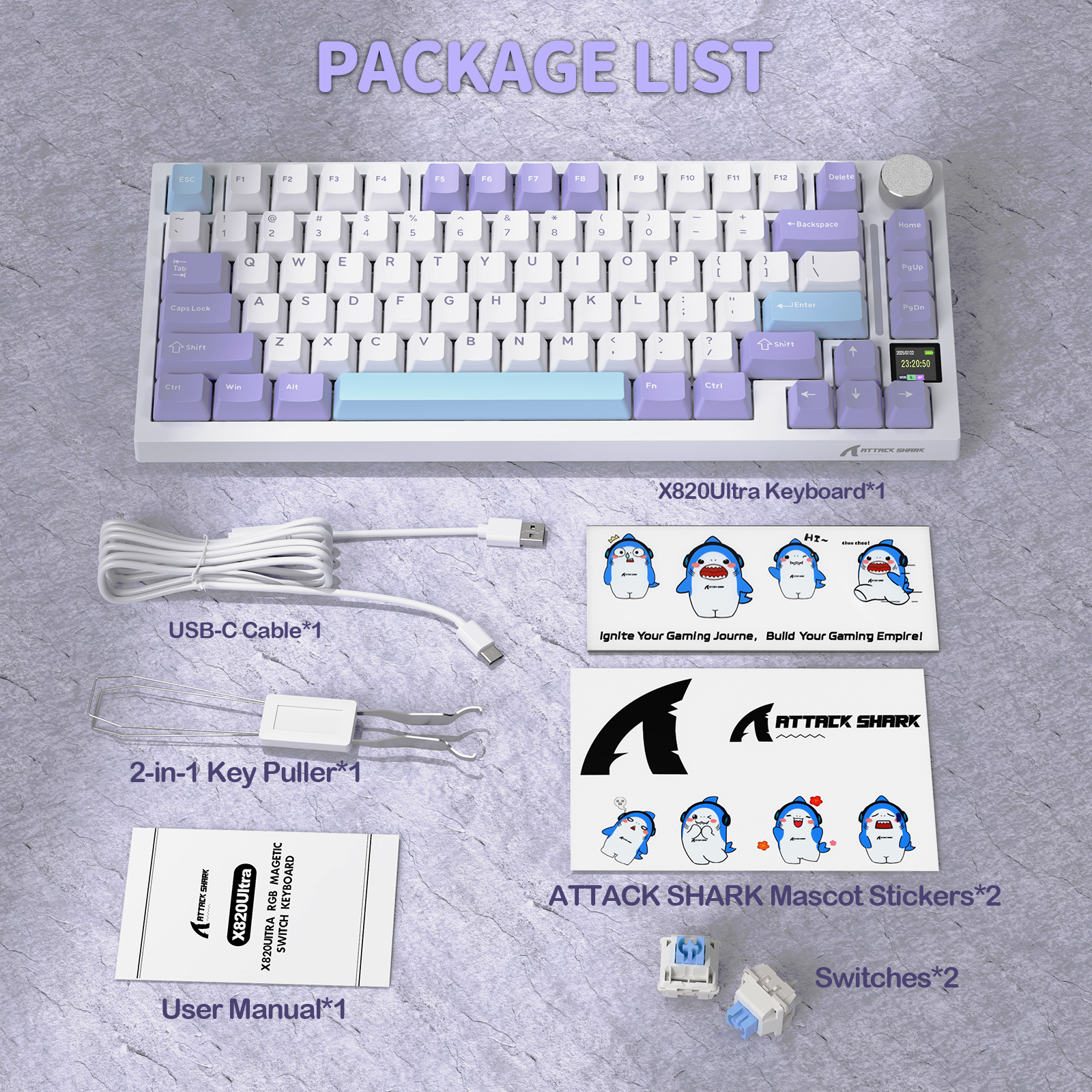 Teclado mecánico ultra trimodo ATTACK SHARK X820 con junta