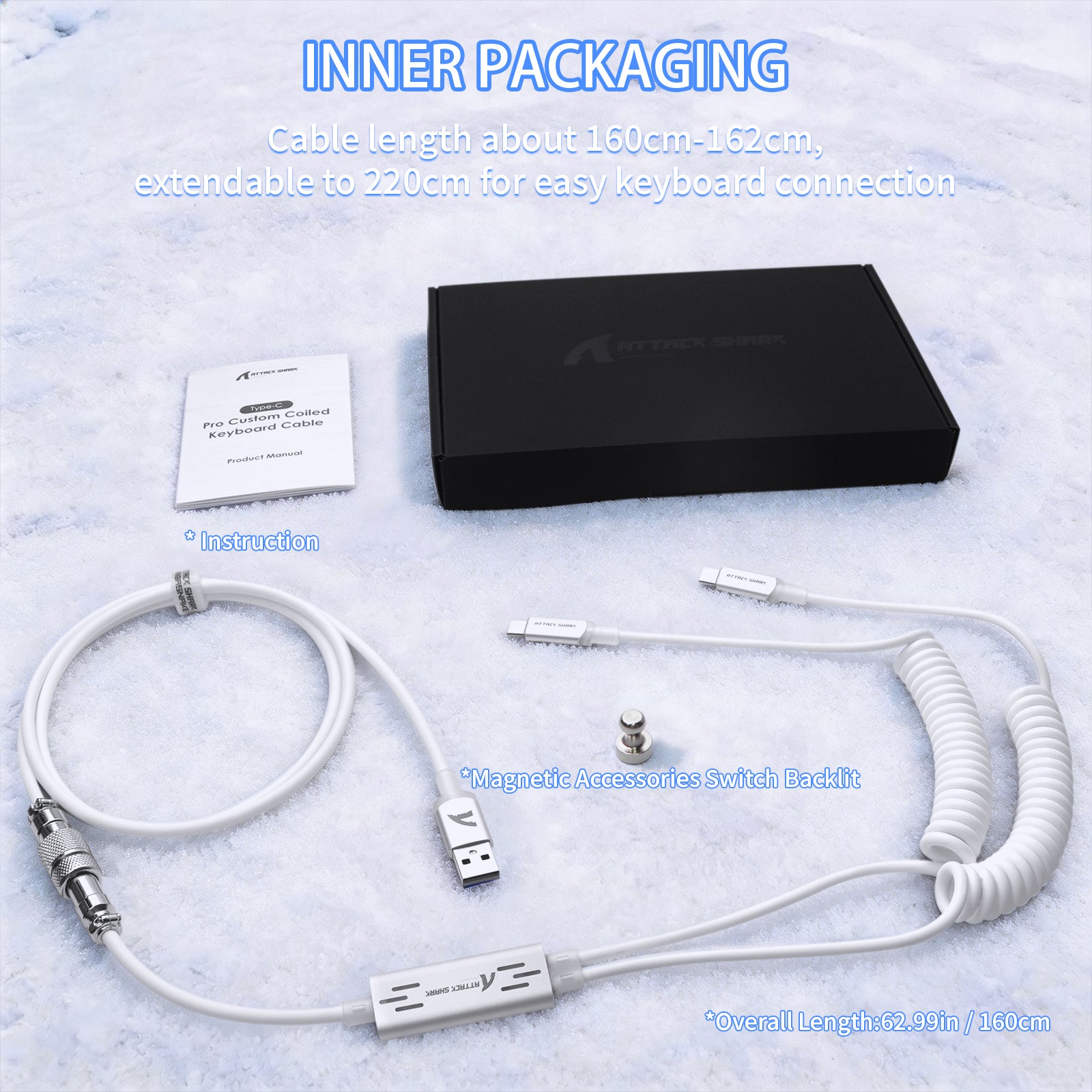 ATTACK SHARK C08 Cable de aviación personalizado 2 en 1 para teclados magnéticos de 8 kHz