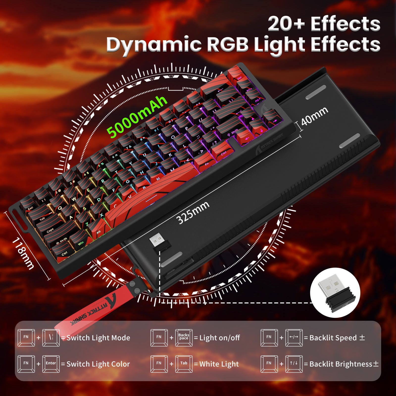 Teclado inalámbrico de activación rápida con cable en espiral ATTACK SHARK X68PRO HE
