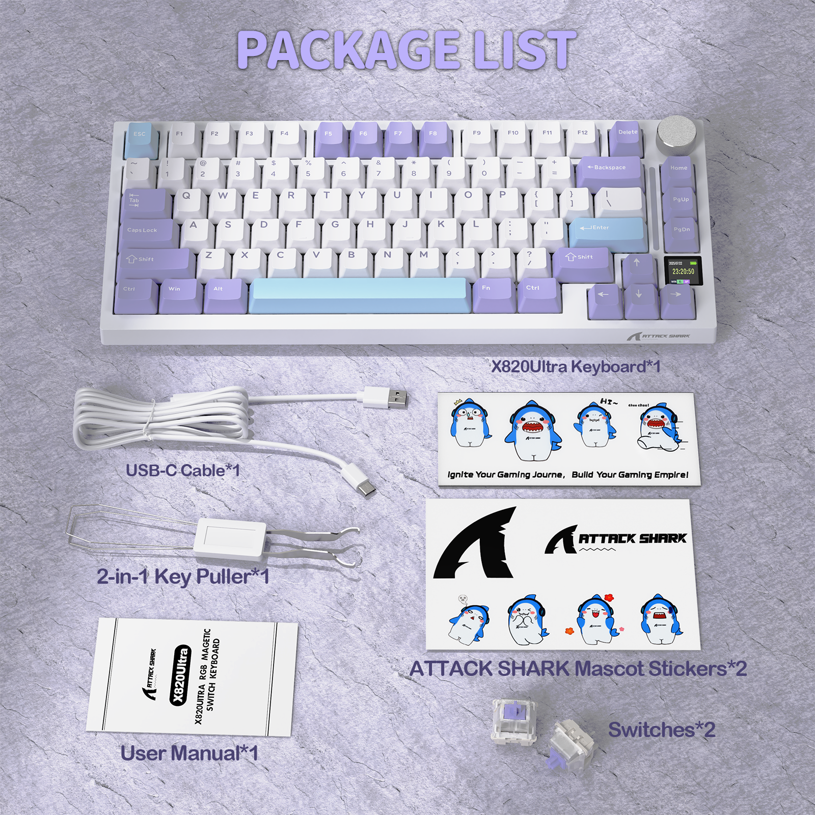 Teclado mecánico ultra trimodo ATTACK SHARK X820 con junta
