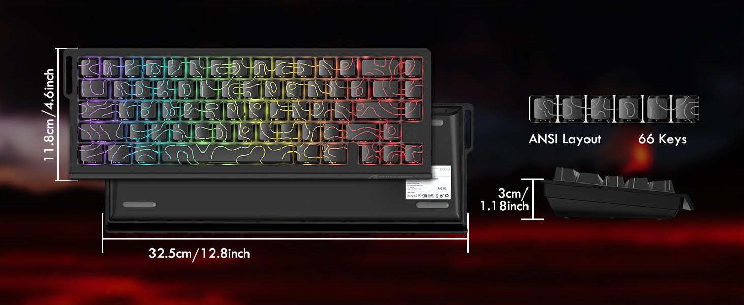 Teclado inalámbrico de activación rápida con cable en espiral ATTACK SHARK X68PRO HE