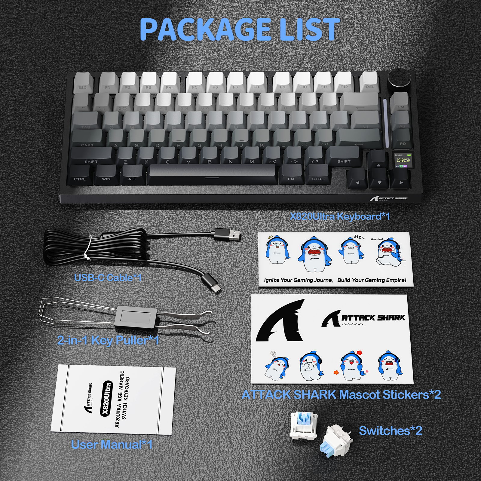 Teclado mecánico ultra trimodo ATTACK SHARK X820 con junta