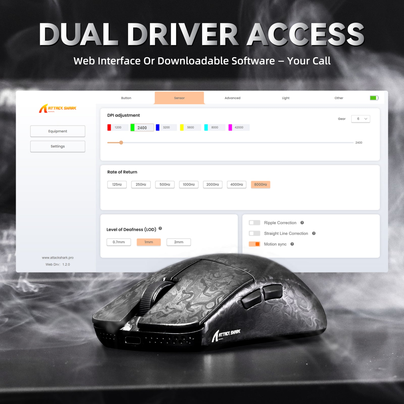 Ratón inalámbrico para juegos ATTACK SHARK R11 ULTRA de fibra de carbono 8K PAW3950MAX con cable C06 Ultra LED