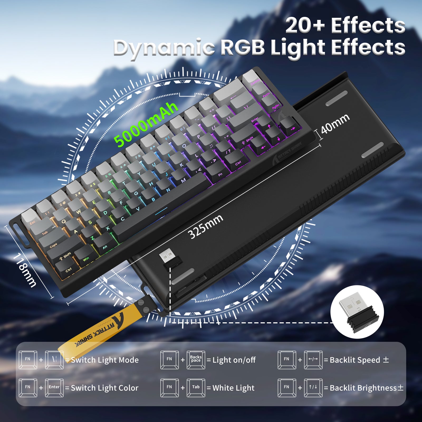 Teclado inalámbrico de activación rápida con cable en espiral ATTACK SHARK X68PRO HE