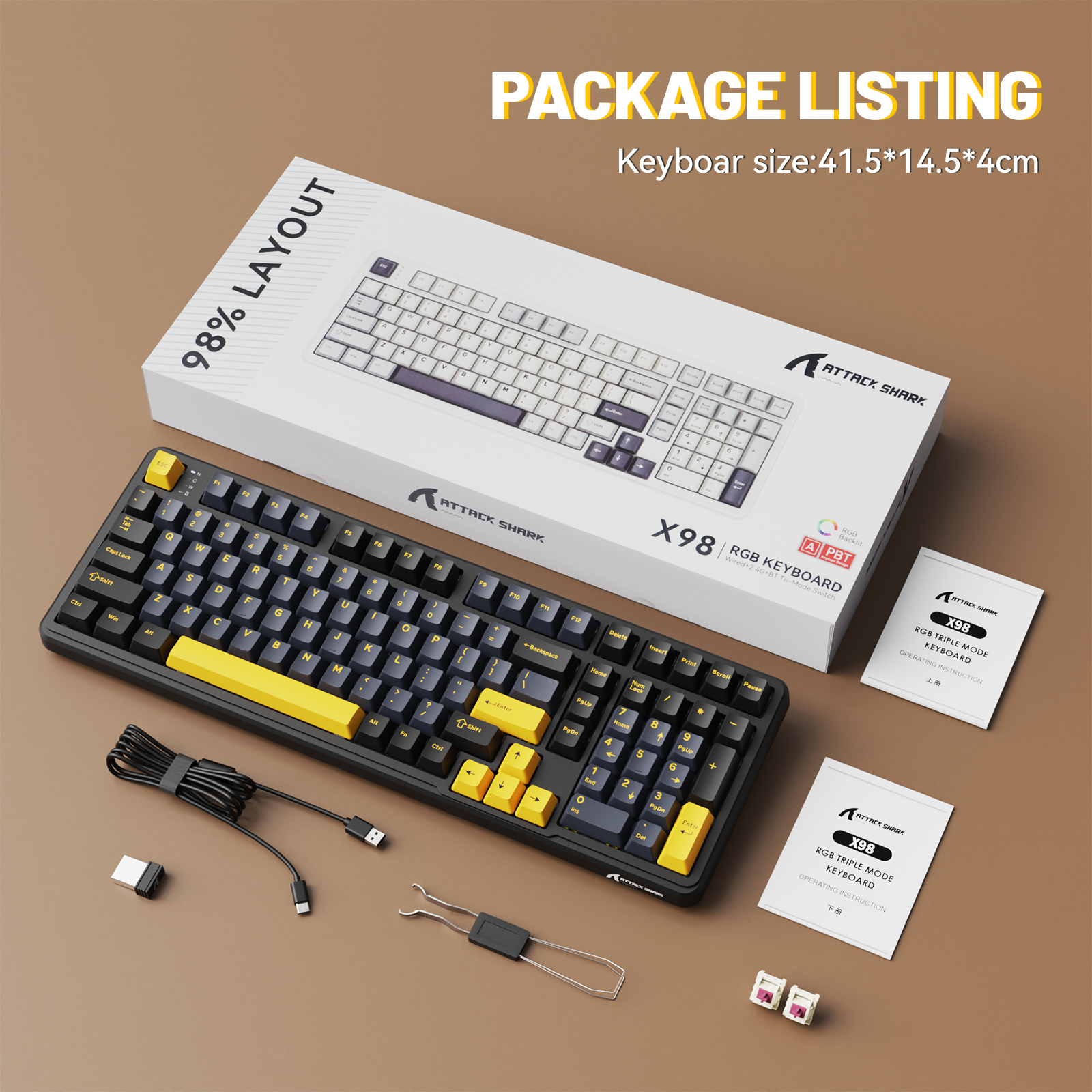 Teclado mecánico inalámbrico de tamaño completo ATTACK SHARK X98