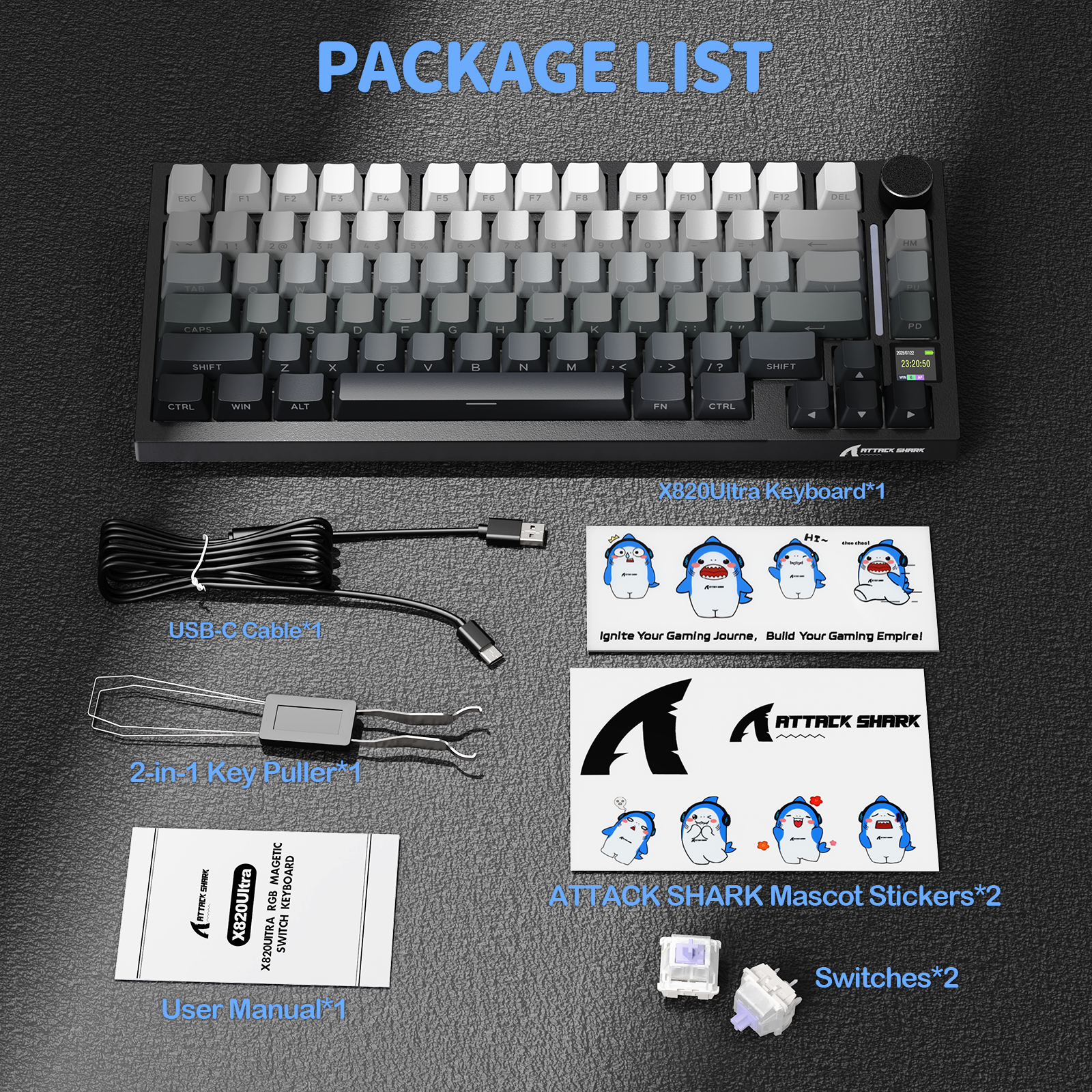 Teclado mecánico ultra trimodo ATTACK SHARK X820 con junta