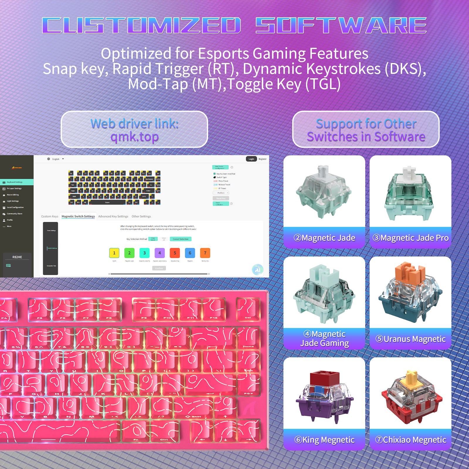 Teclado para juegos con cable ATTACK SHARK R82 HE (75%) y cable LED C01ULTRA