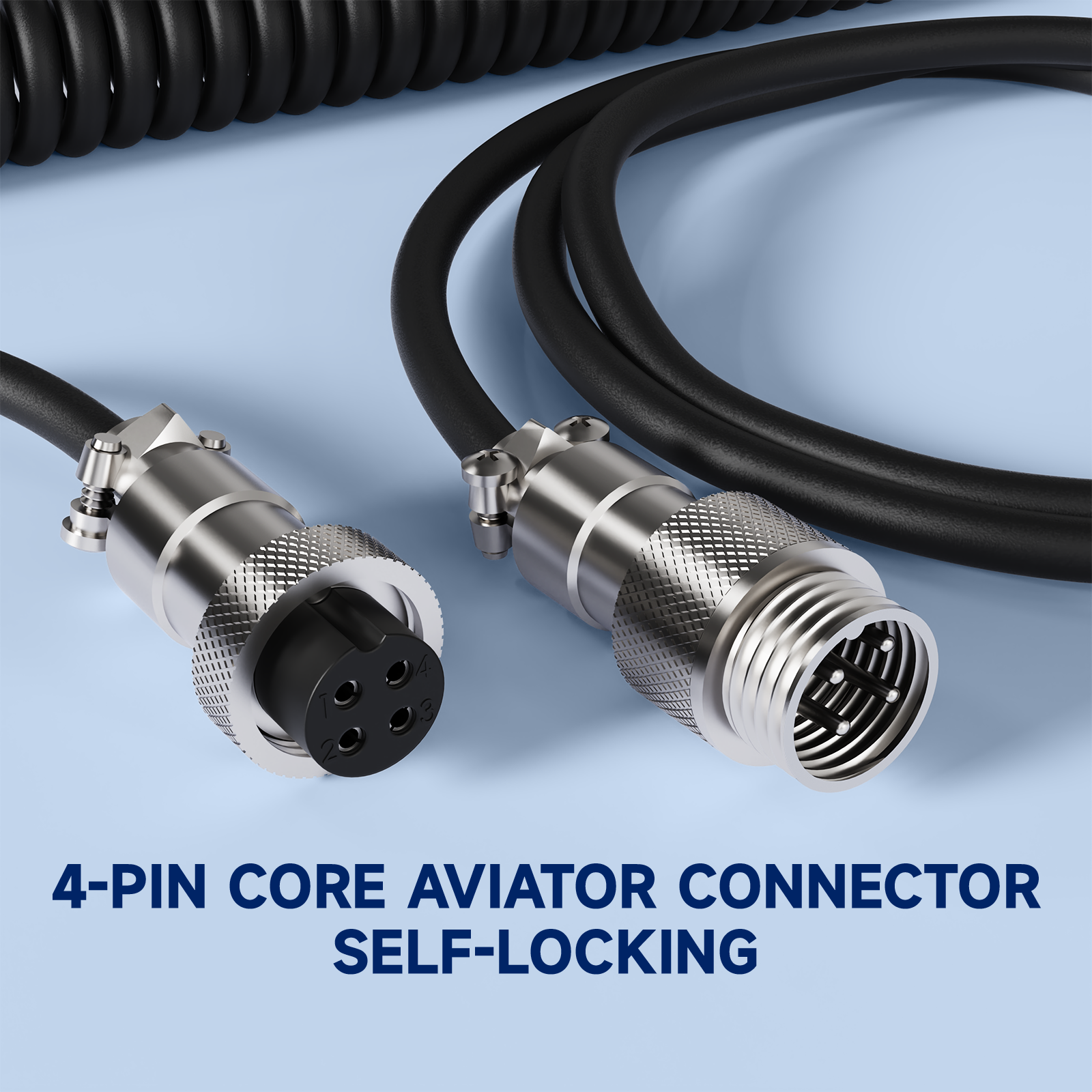 ATTACK SHARK 4-Pin Aviator Connector Cable, metal connectors, self-locking, for mechanical keyboards.