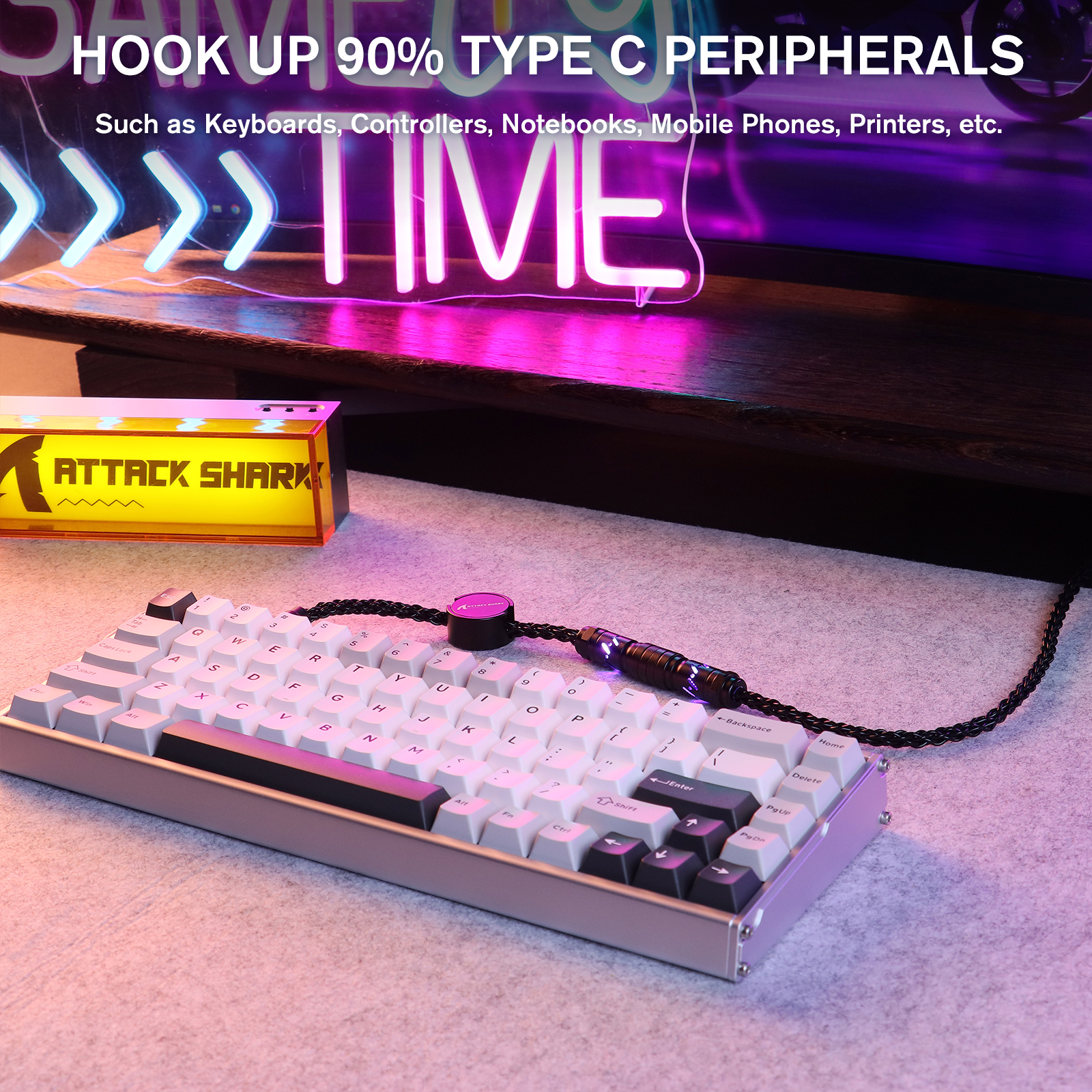 Cable de aviador personalizado ATTACK SHARK C07 para teclado magnético de 8 KHz