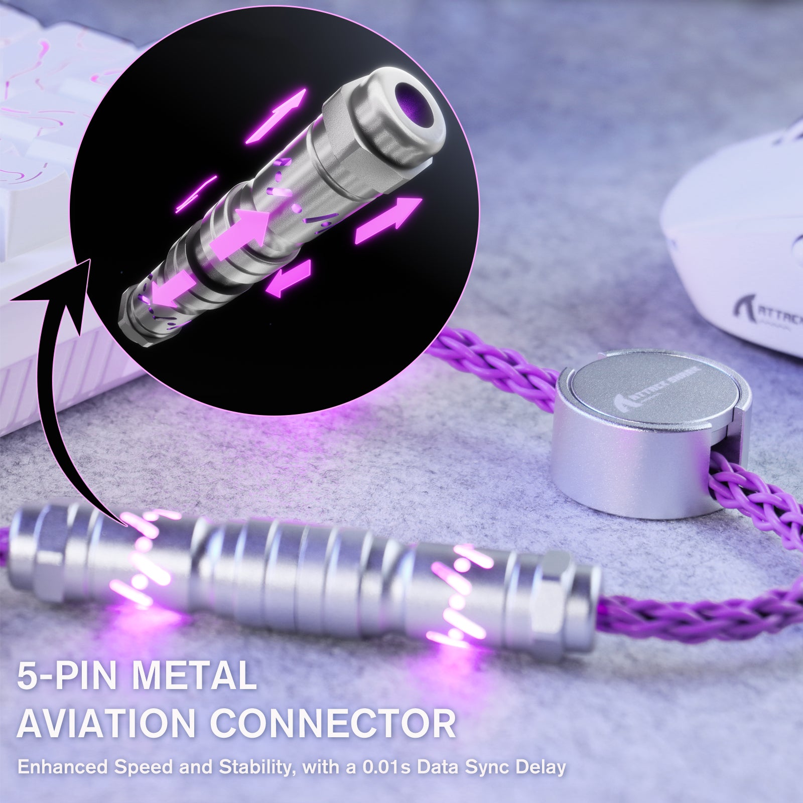 Cable de aviador personalizado ATTACK SHARK C07 para teclado magnético de 8 KHz