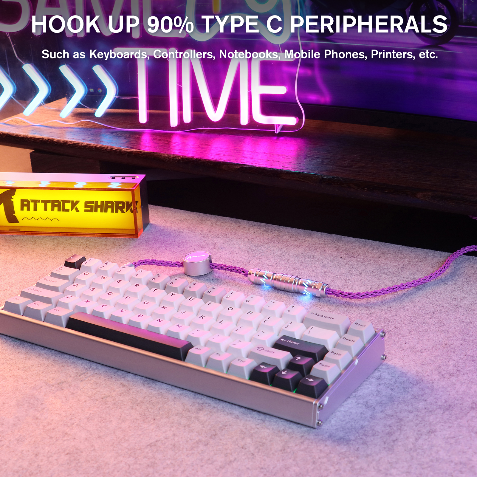 Cable de aviador personalizado ATTACK SHARK C07 para teclado magnético de 8 KHz