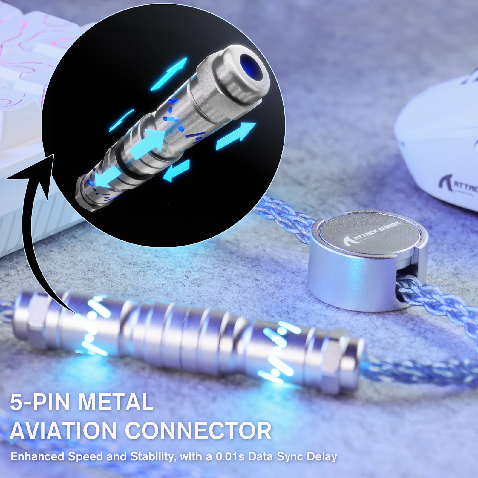 Cable de aviador personalizado ATTACK SHARK C07 para teclado magnético de 8 KHz