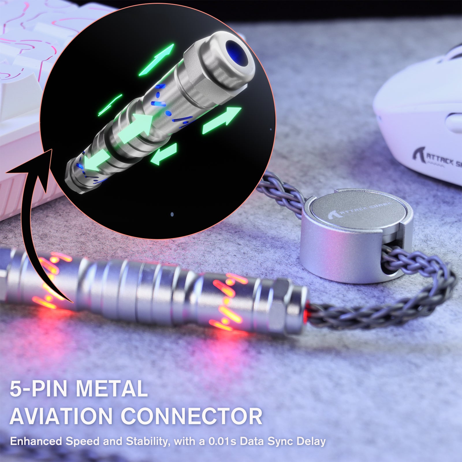 Cable de aviador personalizado ATTACK SHARK C07 para teclado magnético de 8 KHz