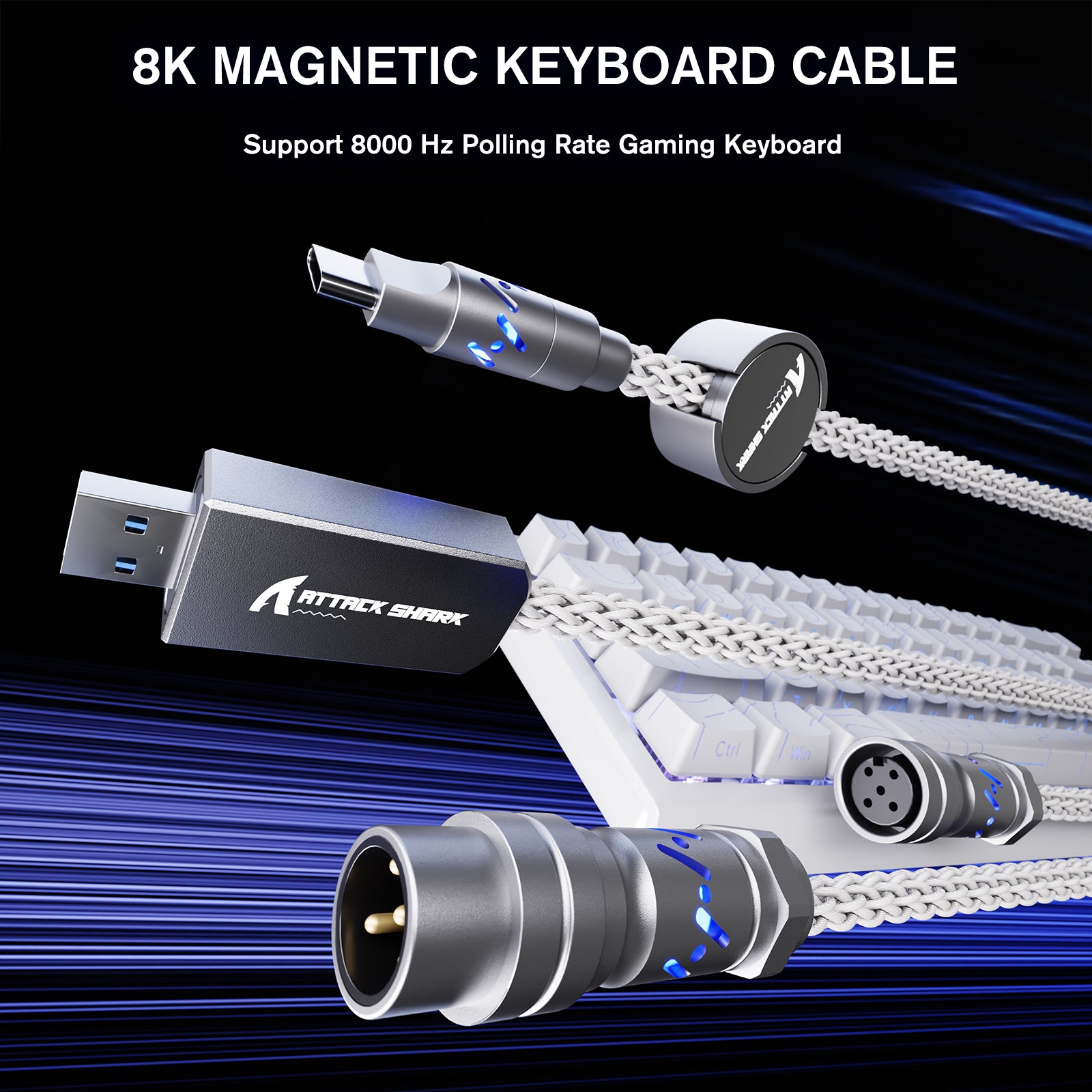 Cable de aviador personalizado ATTACK SHARK C07 para teclado magnético de 8 KHz