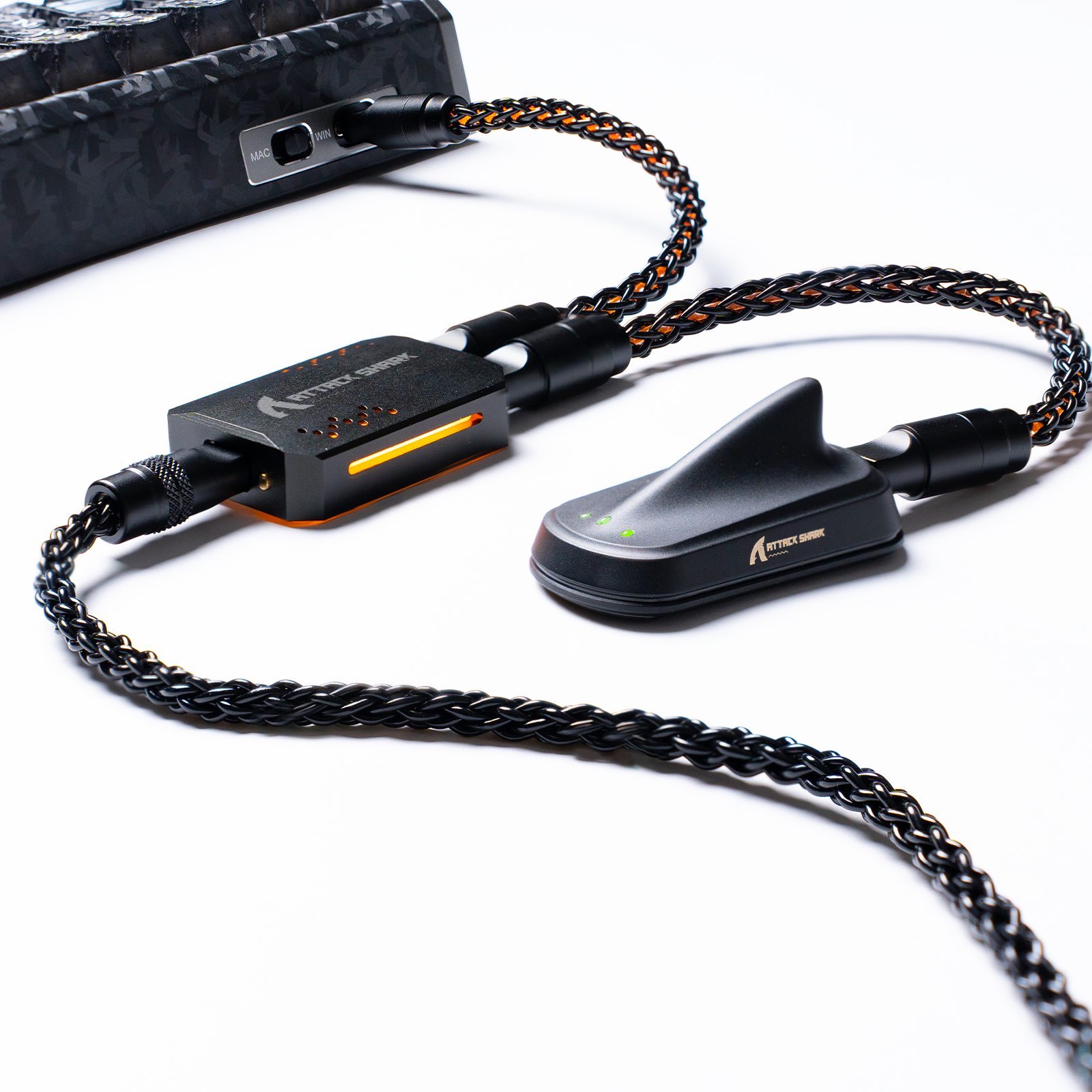 ATTACK SHARK C07 PRO 2-in-1 8KHz gaming cable with RGB hub & shark adapter