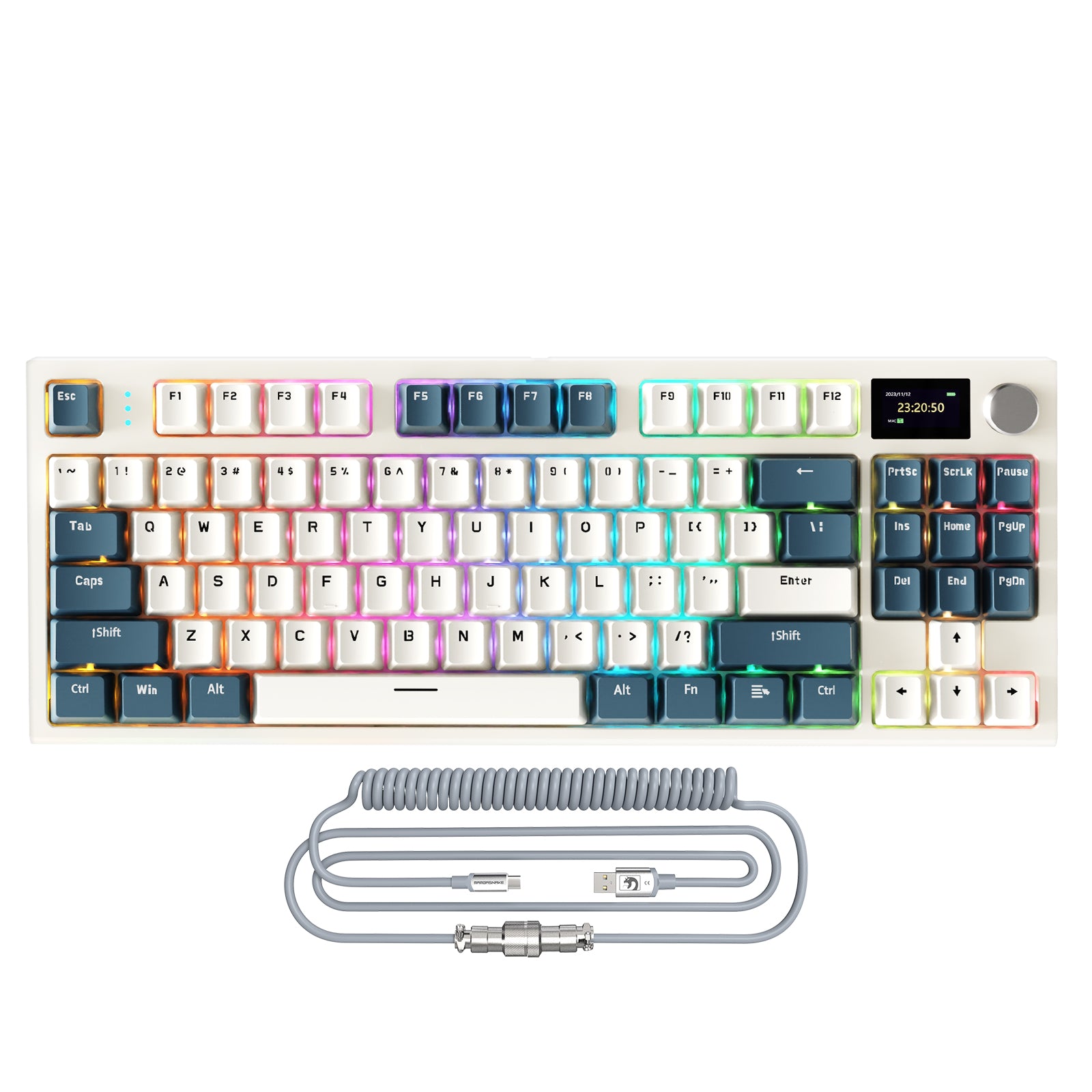 ATTACK SHARK K86 Teclado Mecánico Inalámbrico con Cable en Espiral