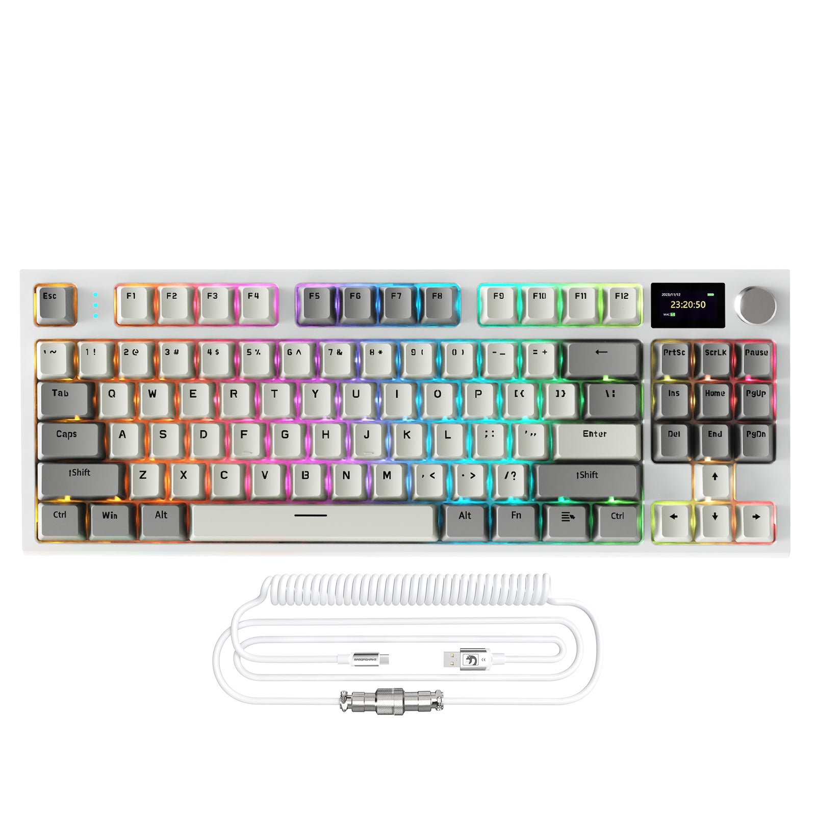 ATTACK SHARK K86 Teclado Mecánico Inalámbrico con Cable en Espiral