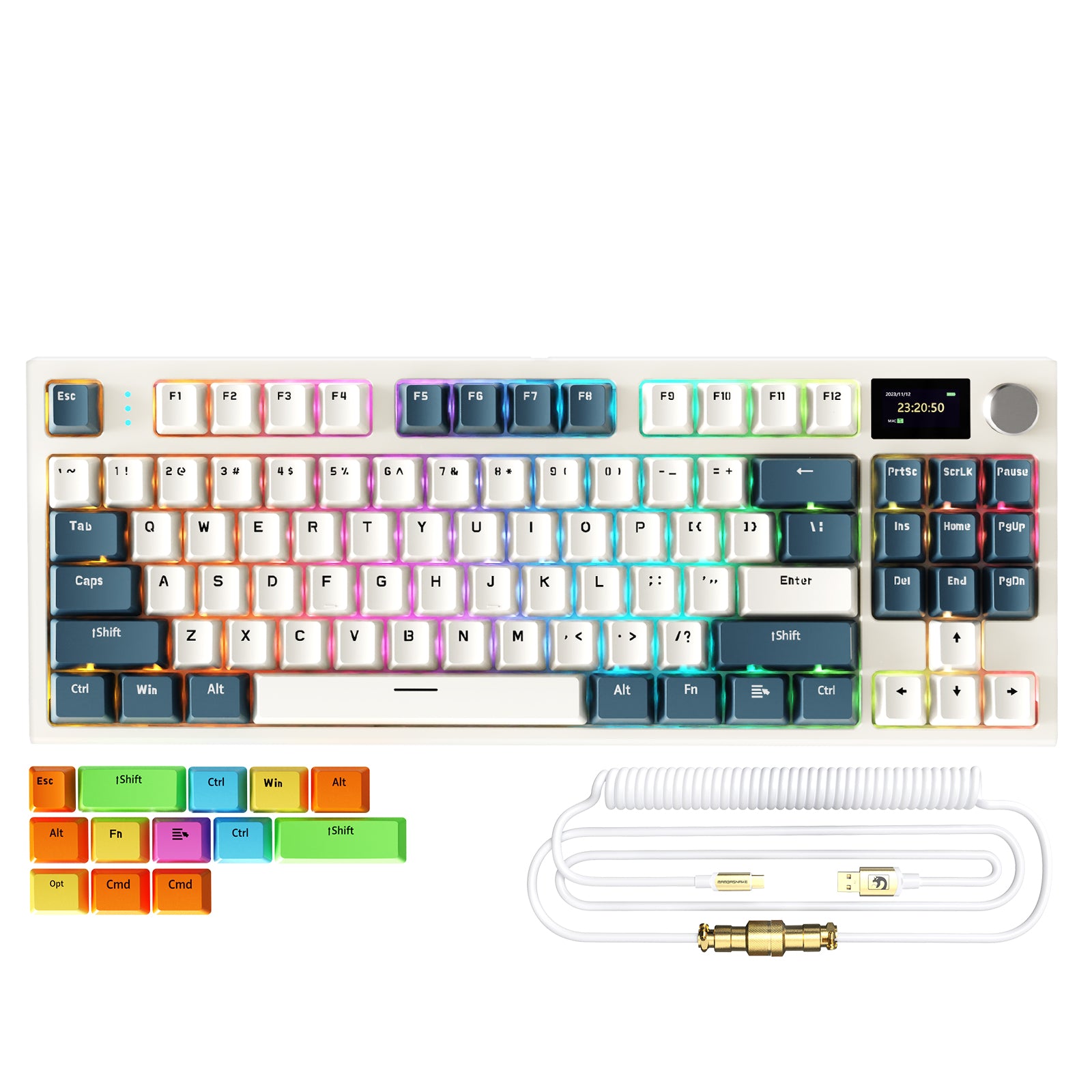ATTACK SHARK K86 Teclado Mecánico Inalámbrico con Cable en Espiral