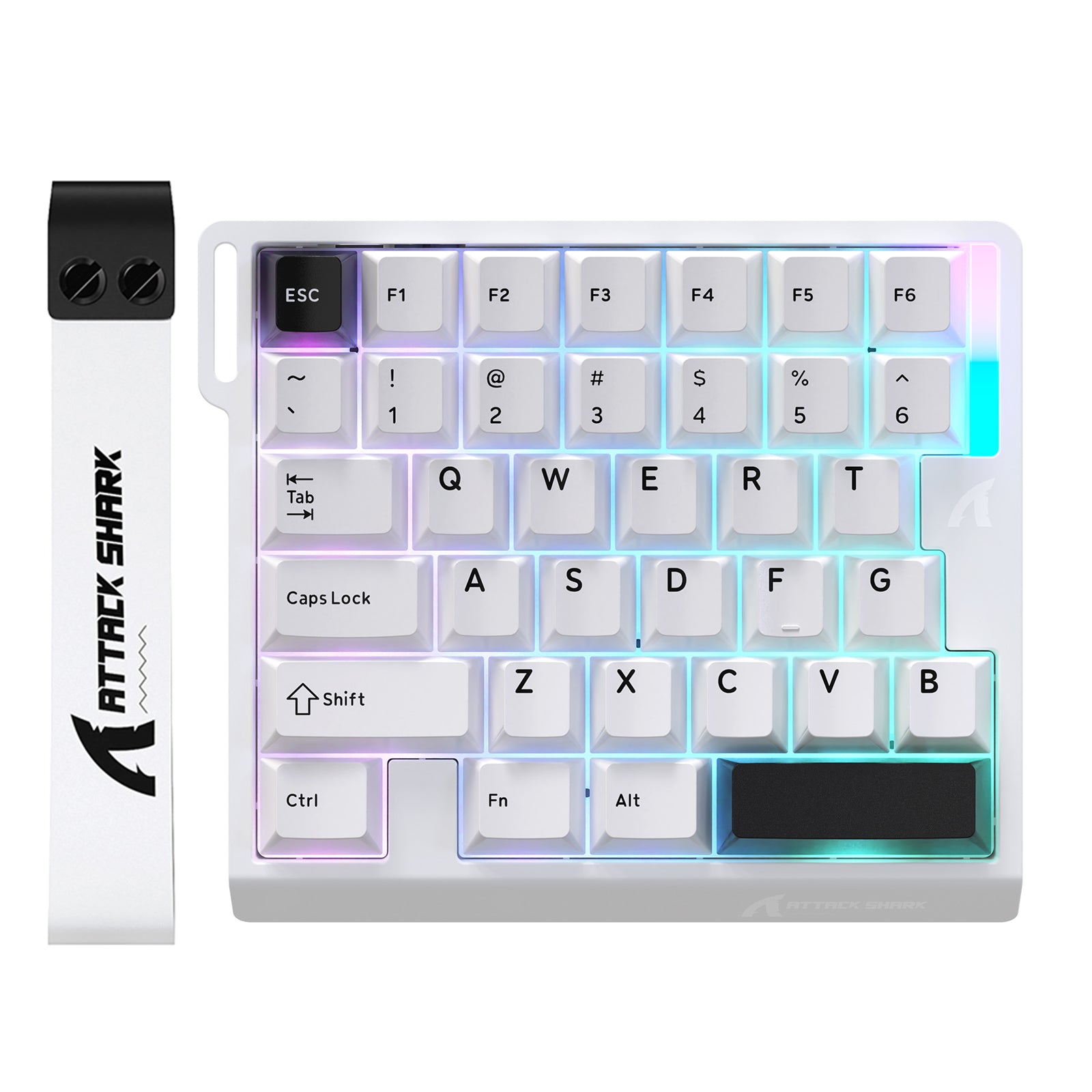 ATTACK SHARK M36 HE one-handed magnetic switch keyboard with RGB keys and white wrist rest