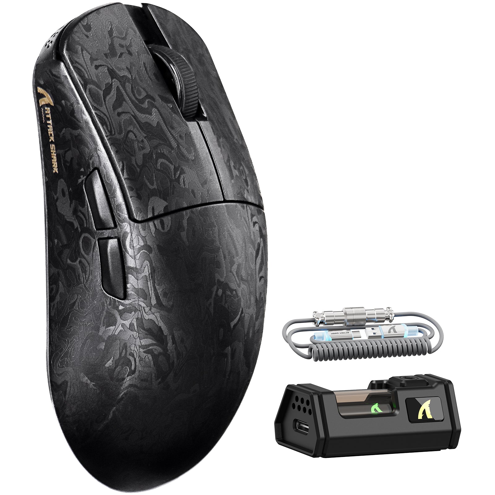 Ratón inalámbrico para juegos ATTACK SHARK R11 ULTRA de fibra de carbono 8K PAW3950MAX con cable C06 Ultra LED